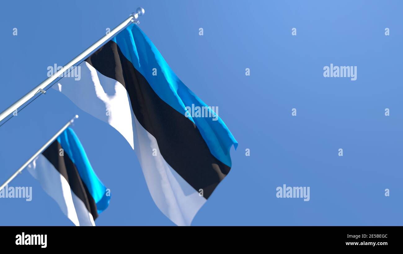 3D rendering of the national flag of Estonia waving in the wind Stock ...