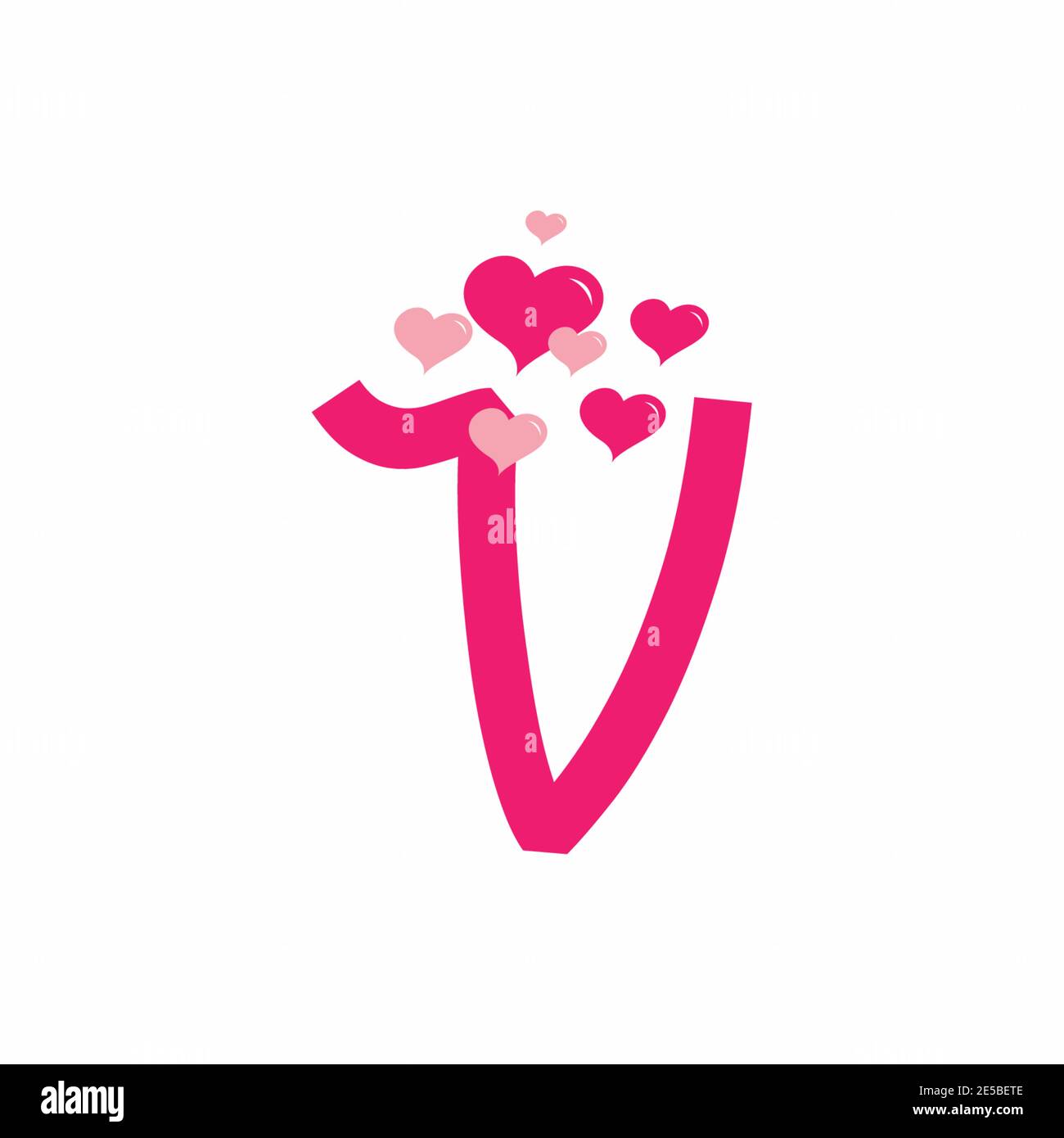 Pink V initial letter with love sign valentine vector design Stock ...