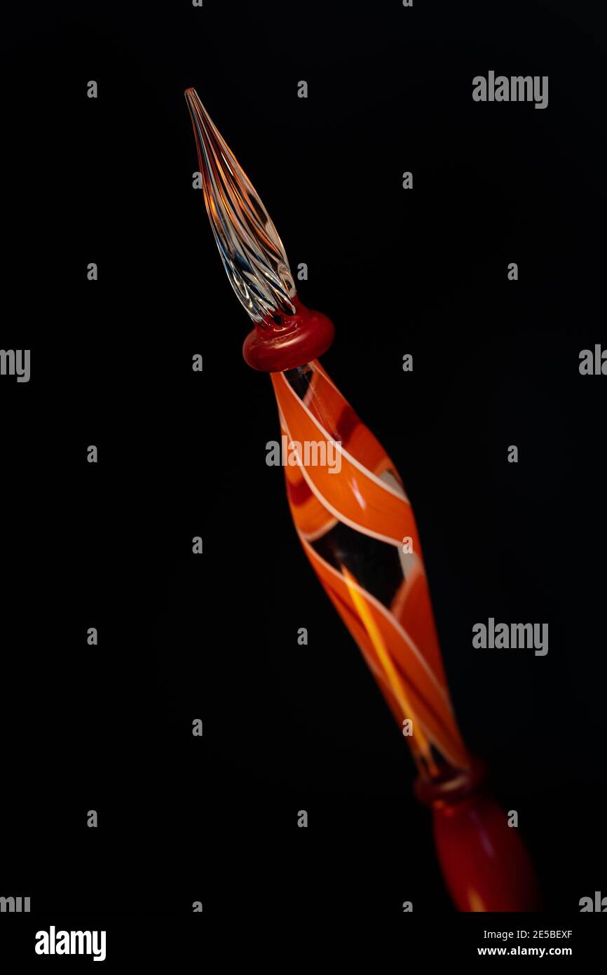 Red Glass Fountain Pen Stock Photo Alamy