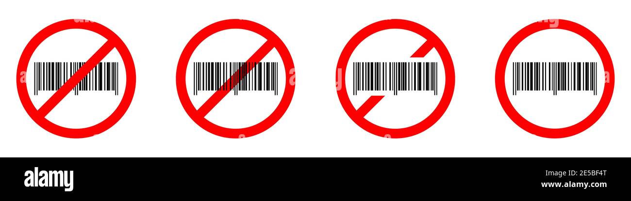 Barcode ban icon. Barcode is prohibited. Stop or ban red round sign ...