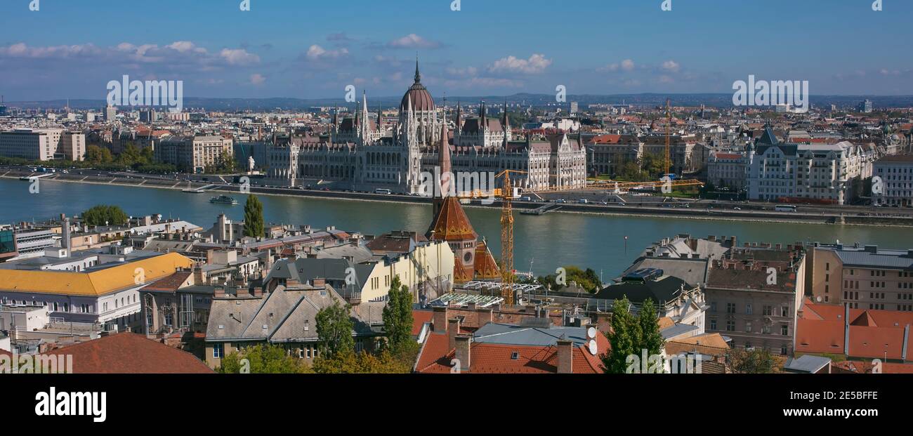 Parliament Building Budapest Hungary viewed from the Castle District Stock Photo