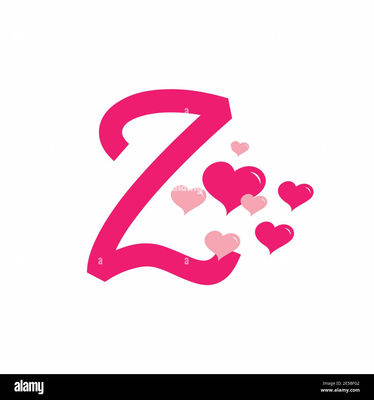 Pink Z initial letter with love sign valentine vector design Stock ...