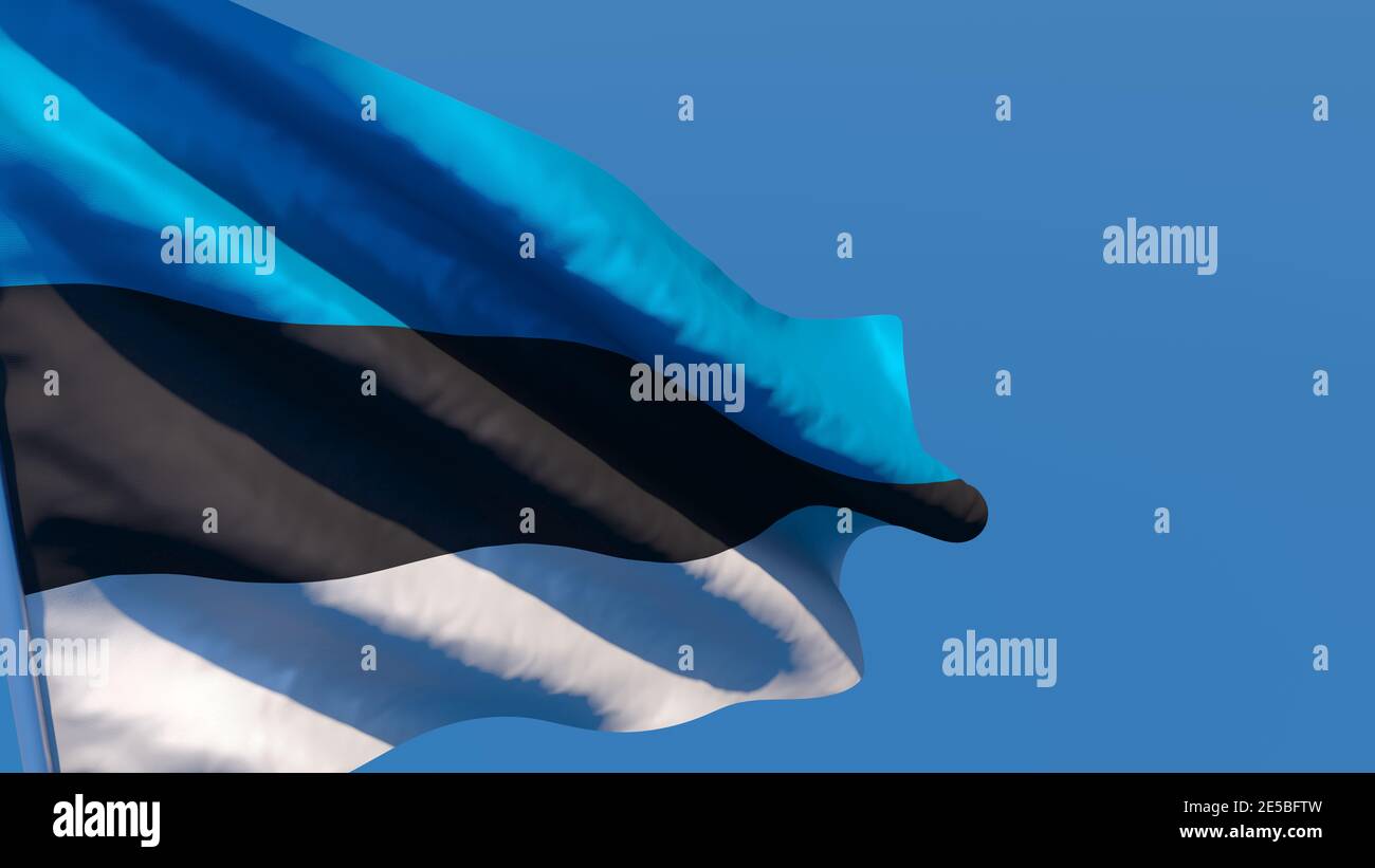 3D rendering of the national flag of Estonia waving in the wind Stock ...