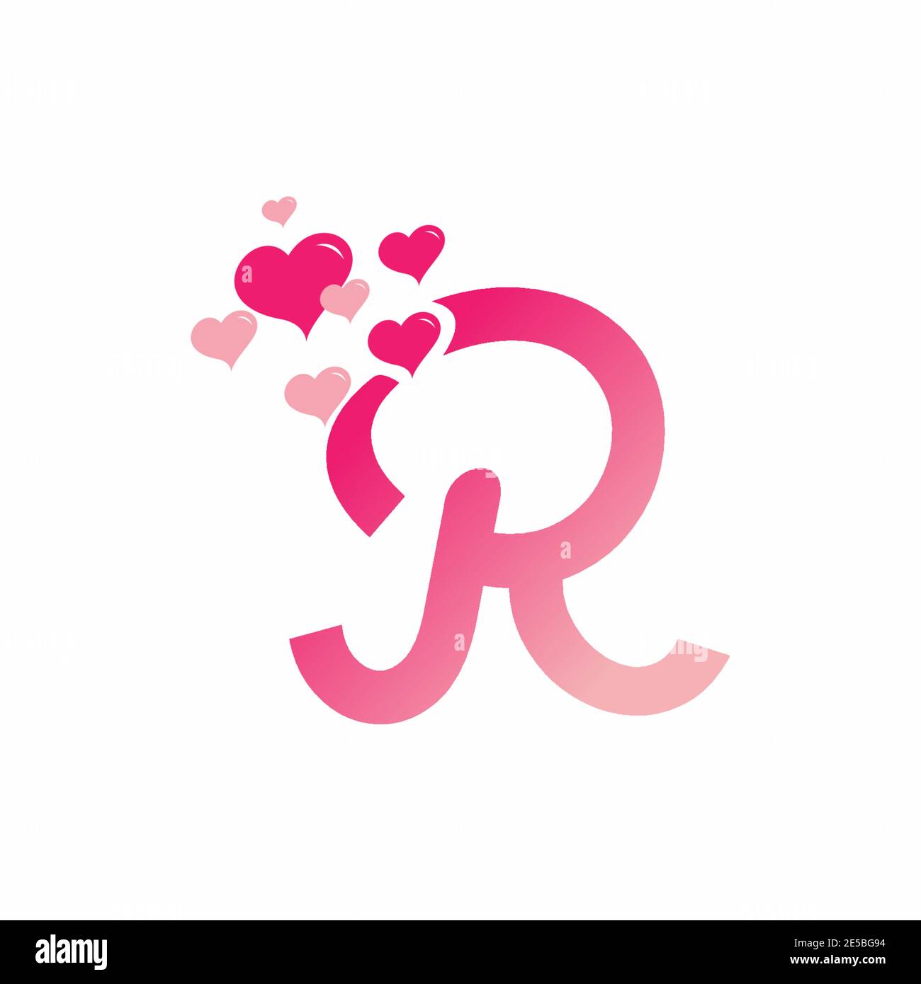 Pink R initial letter with love sign valentine vector design Stock ...