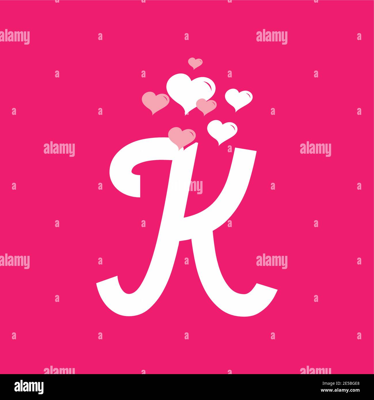 White pink K initial letter with love sign valentine vector design Stock Vector