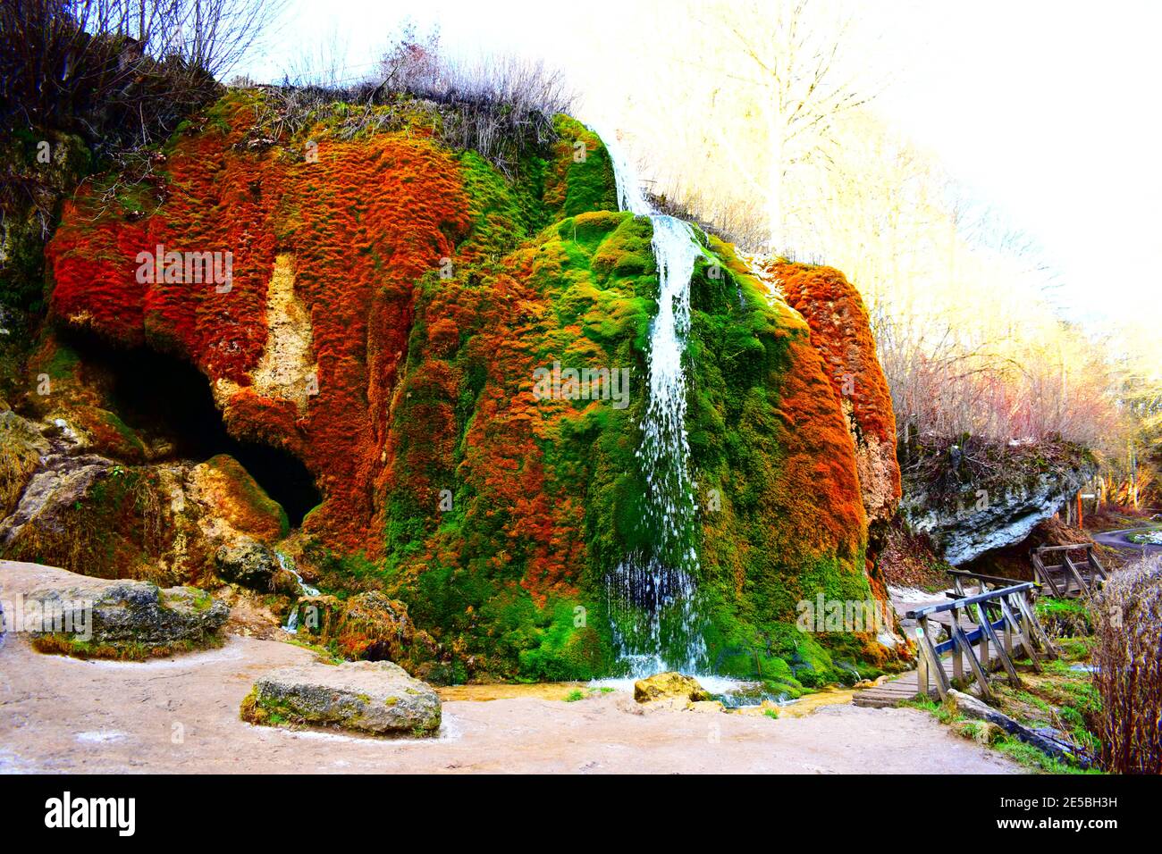colorful waterfall Dreimühlenwasserfall Stock Photo
