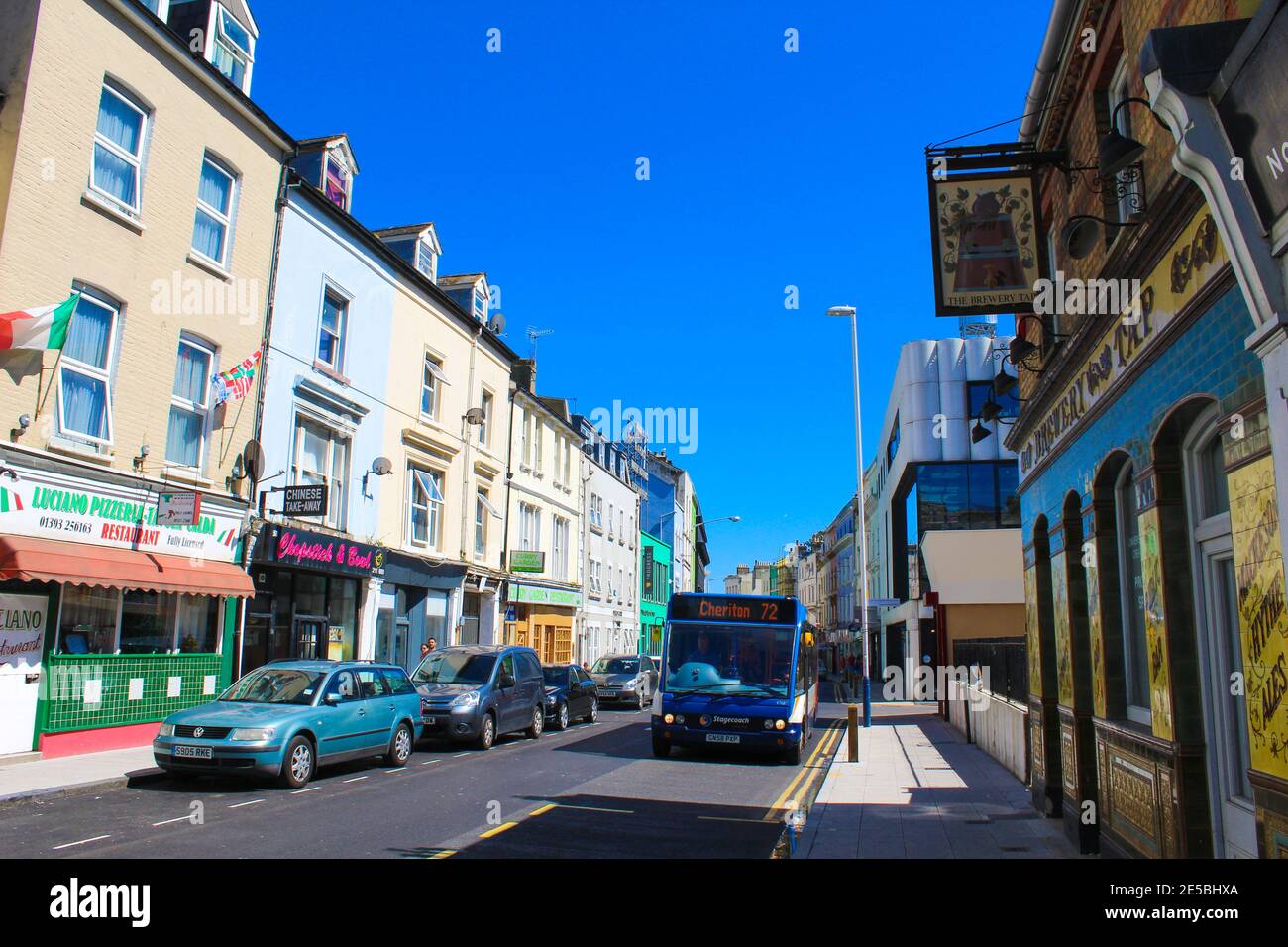 Nice street view in the historic part of Folkestone town,Kent,UK Stock Photo