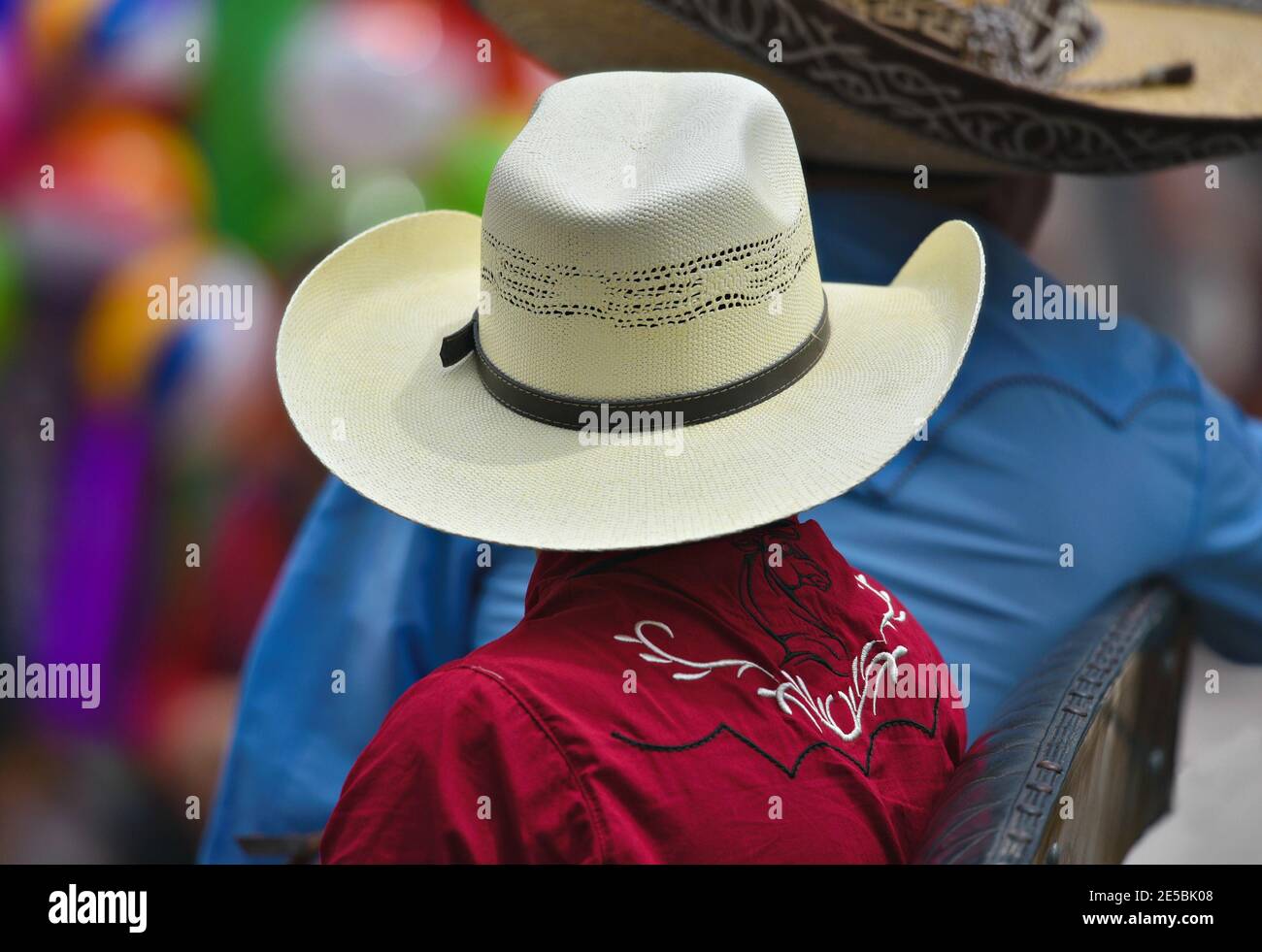 Local young boy wearing an authentic Mexican straw sombrero hat in the historic center of San Miguel de Allende, Guanajuato Mexico. Stock Photo
