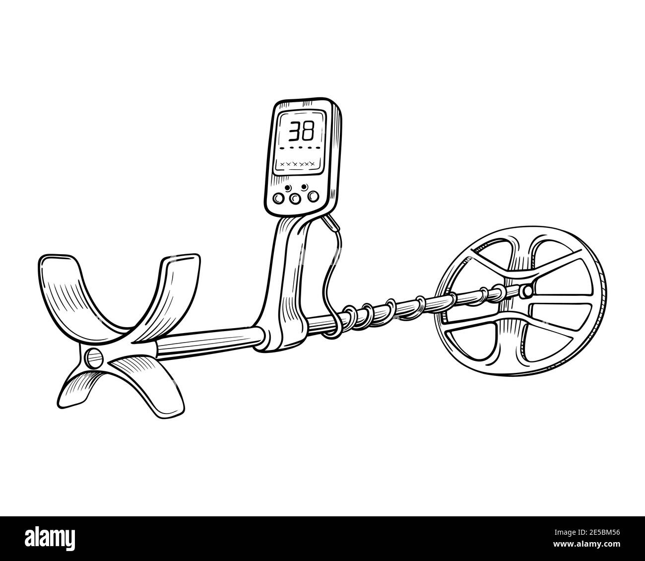 metal detector hand drawing vector monochrome sketch Stock Vector Image ...