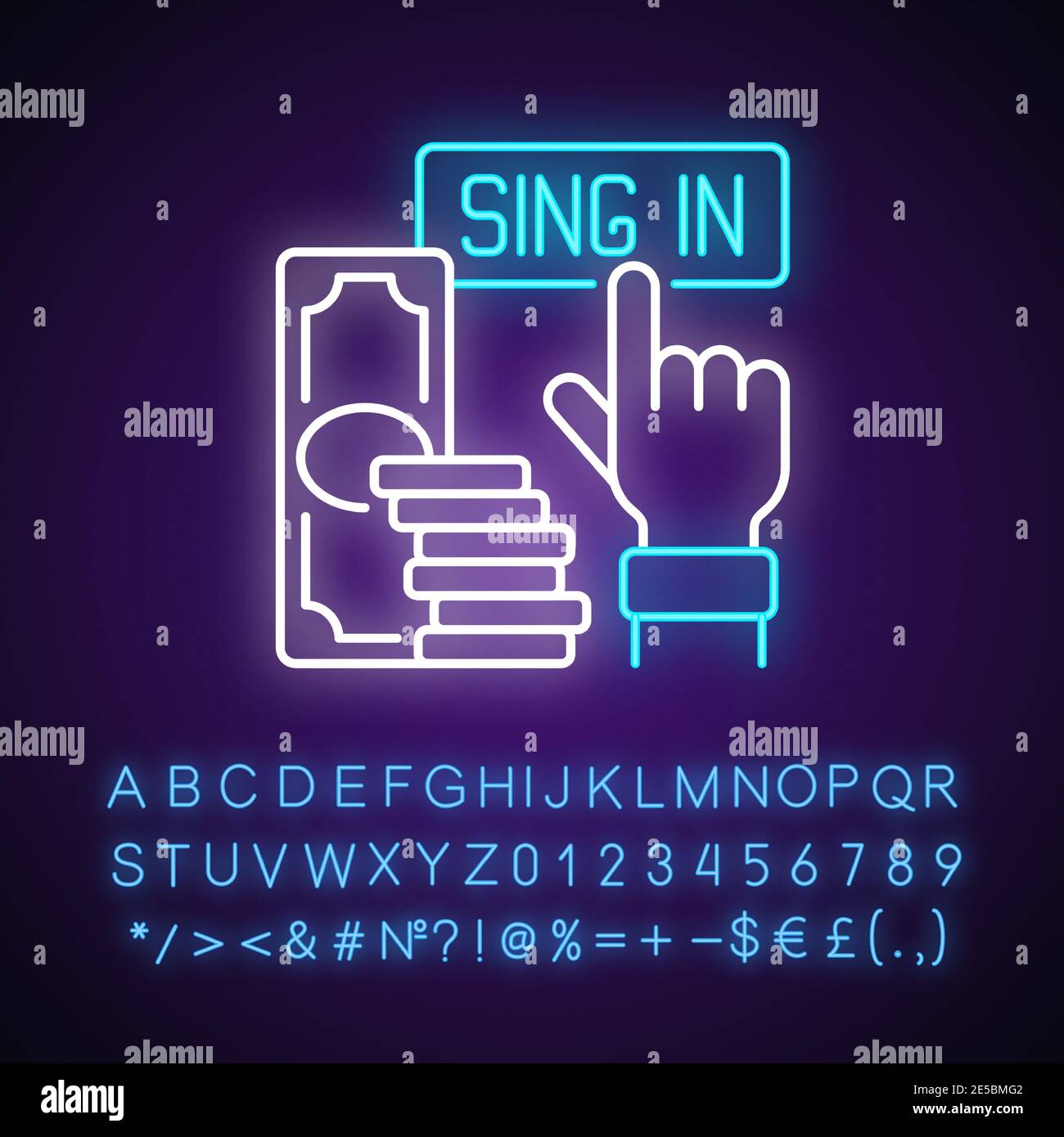 Sign Up Bonus Neon Light Icon Stock Vector Image Art Alamy