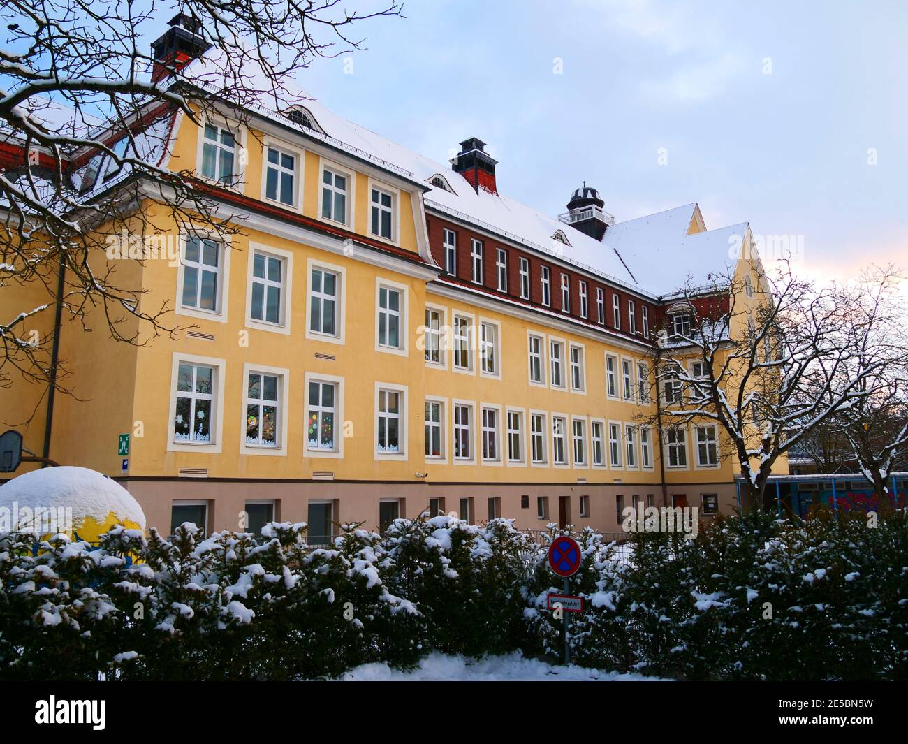 Laupheim, Germany A school building in winter Stock Photo Alamy