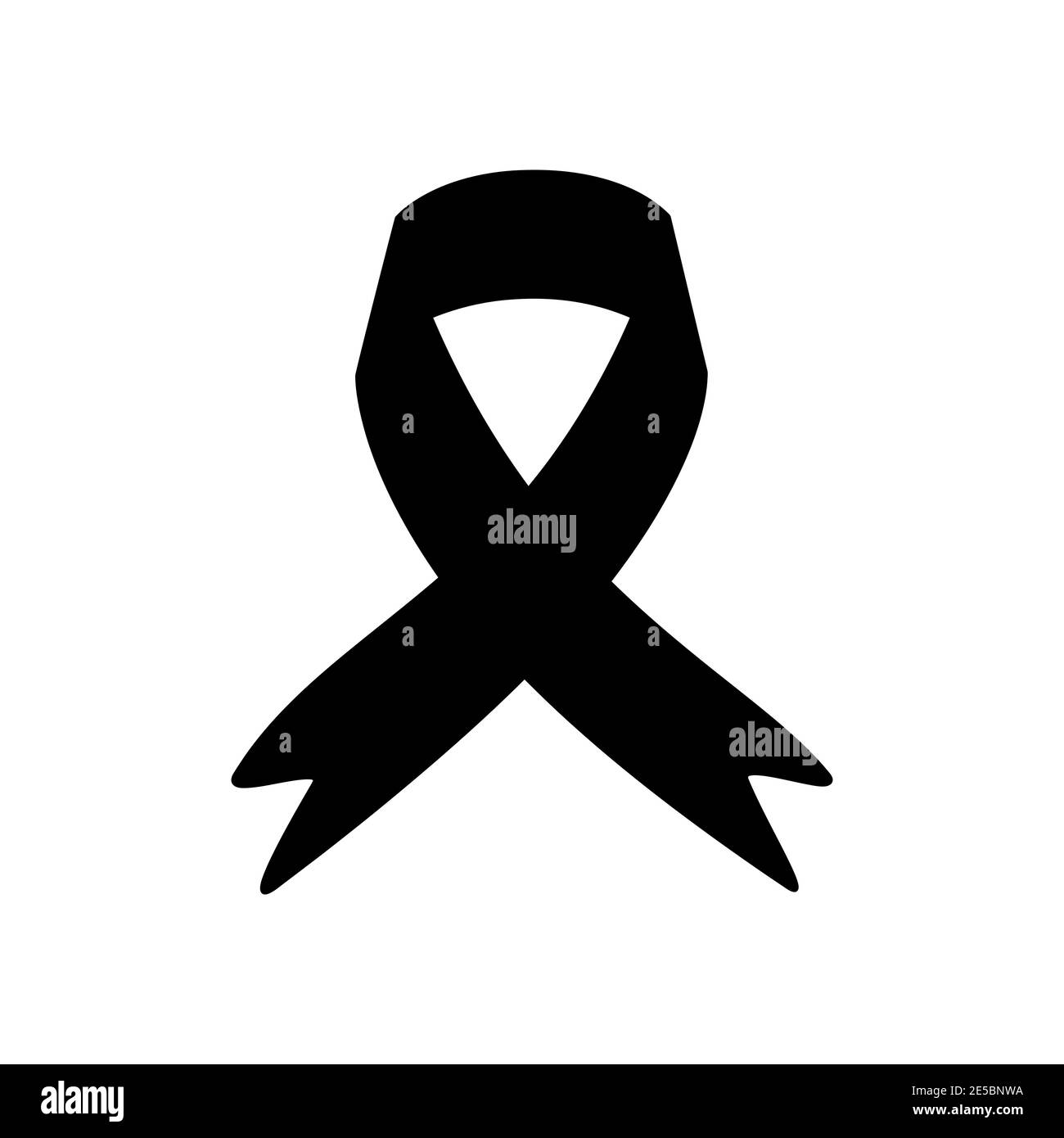 Mourning and melanoma support symbol. Black ribbon. Vector illustration Stock Vector