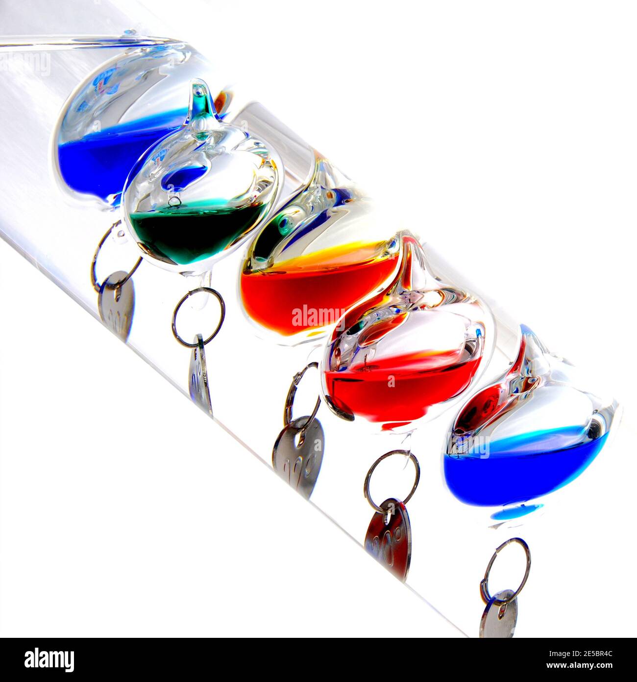 Colorful globes in liquid Galileo thermometer isolated on white Stock Photo Alamy