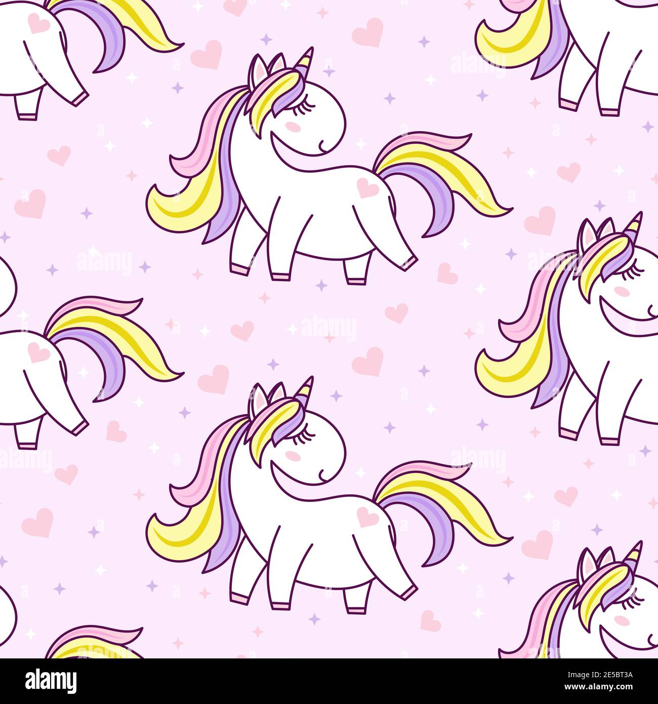 Seamless pattern with unicorn. Children's design. Vector. Stock Vector