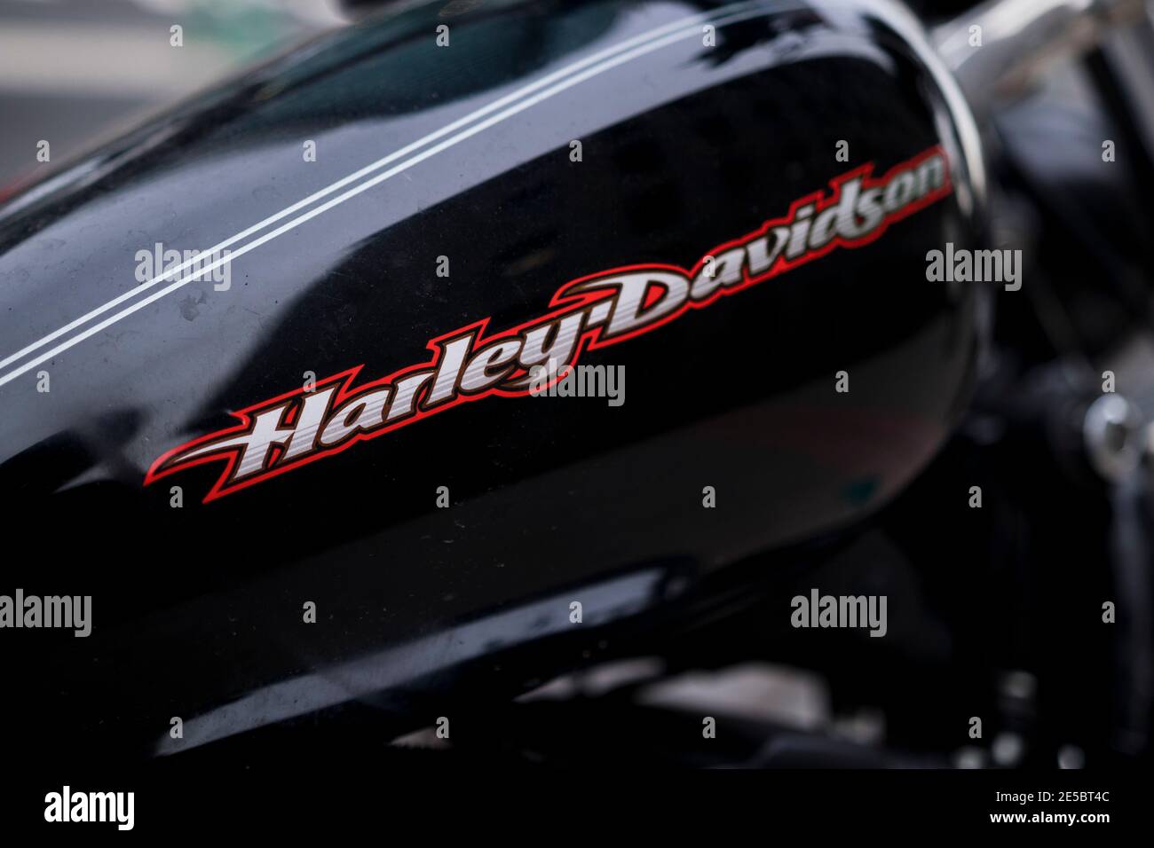 Closeup image of Harley-Davidson logo in a motorcycle Stock Photo - Alamy