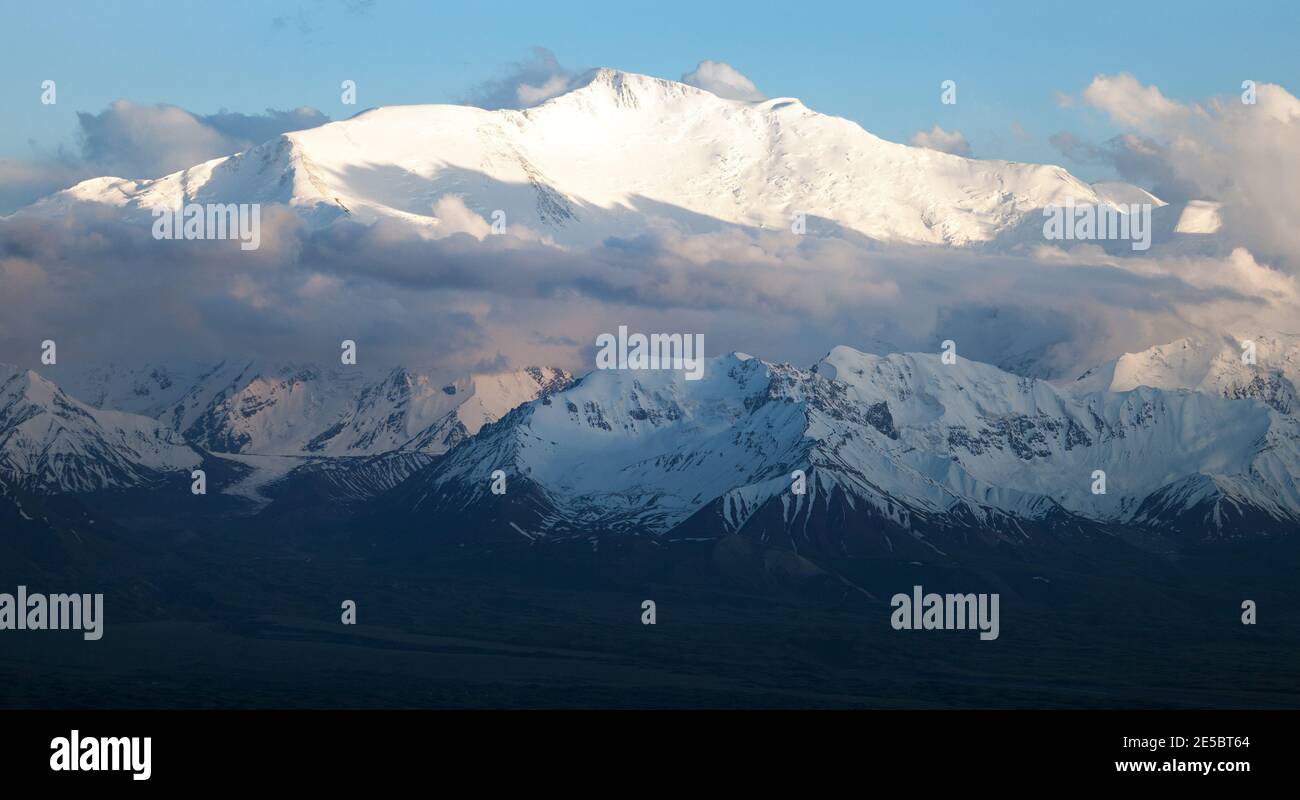 Evening view of Lenin Peak from Alay range - Kyrgyz Pamir Mountains ...