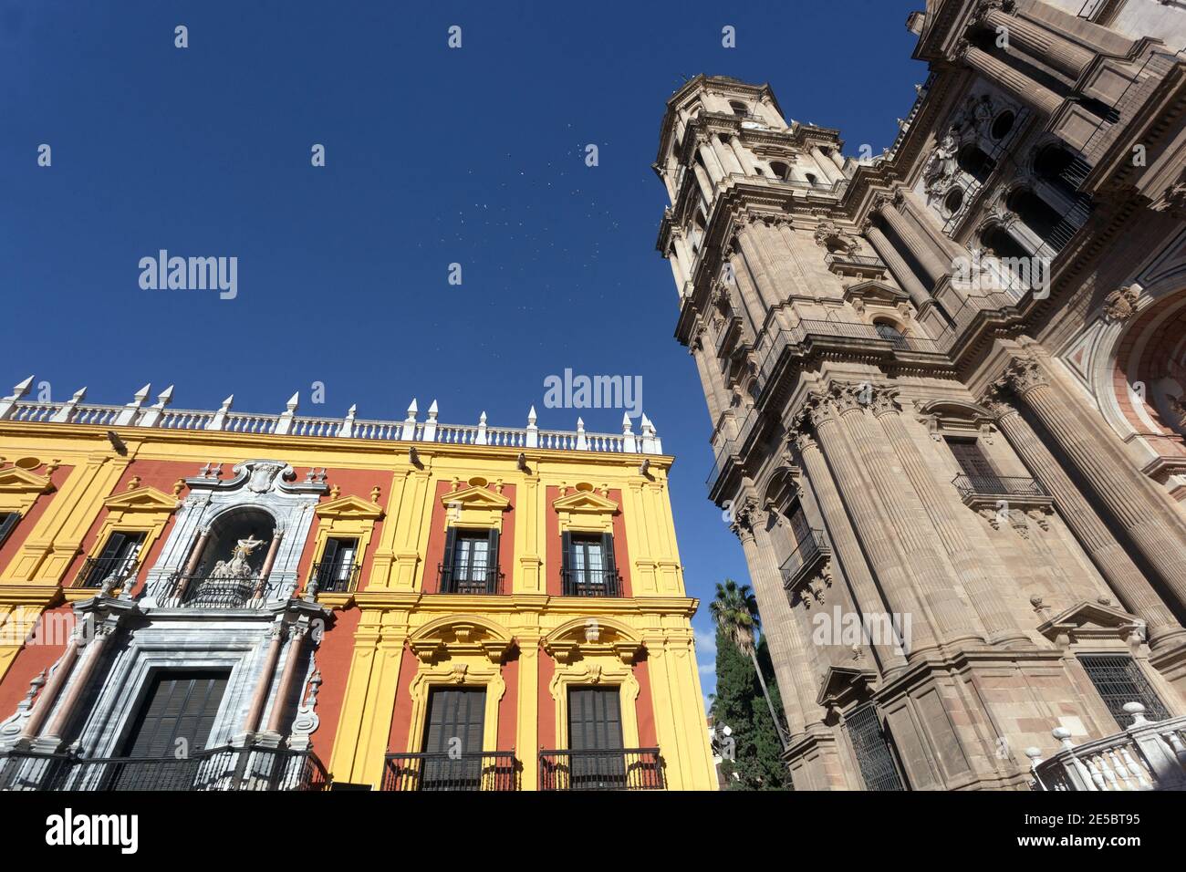 Episcopal Bishop Palace, Malaga Cathedral in Old Town Spain Stock Photo