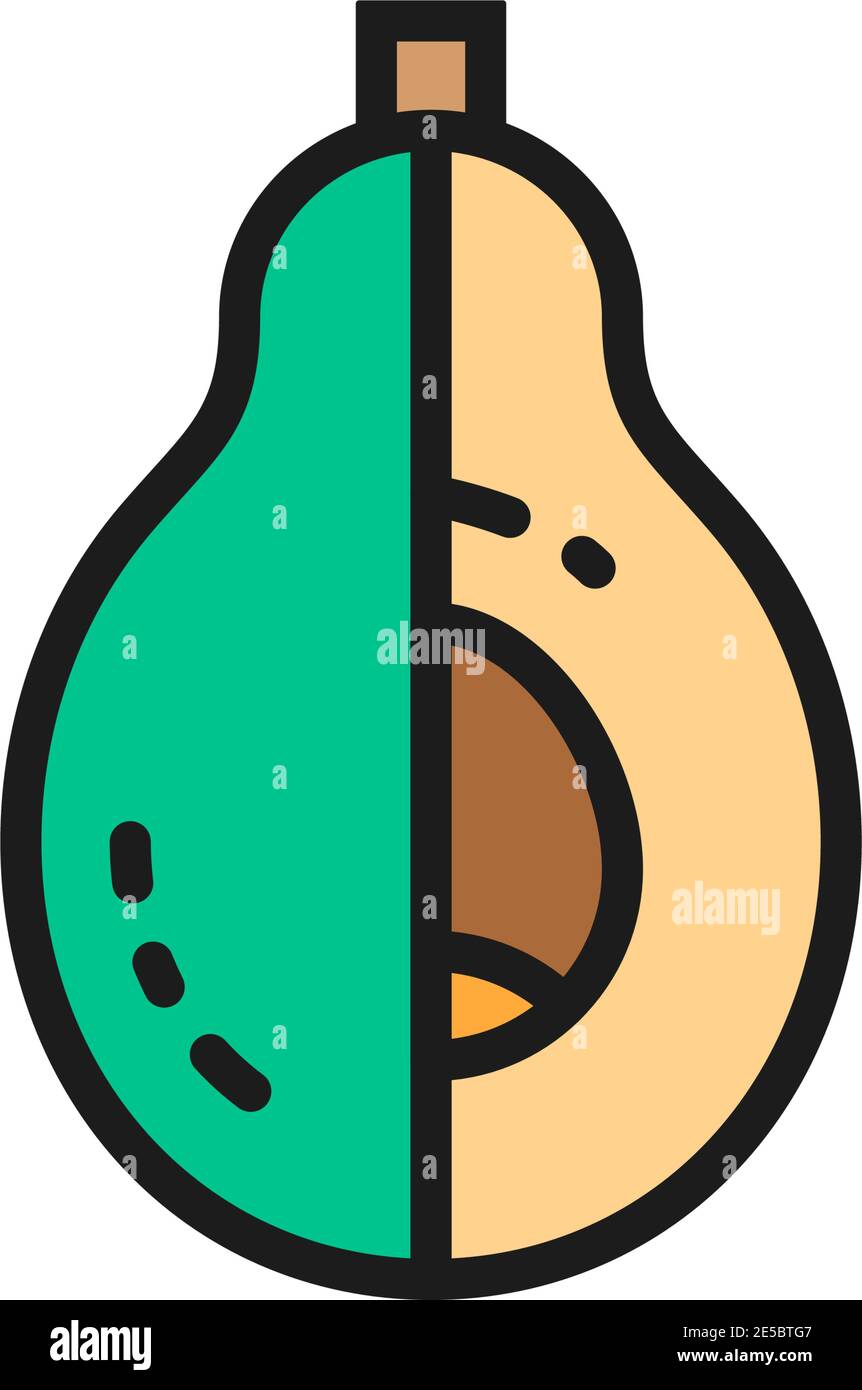 Avocado, fresh fruit flat color line icon. Stock Vector