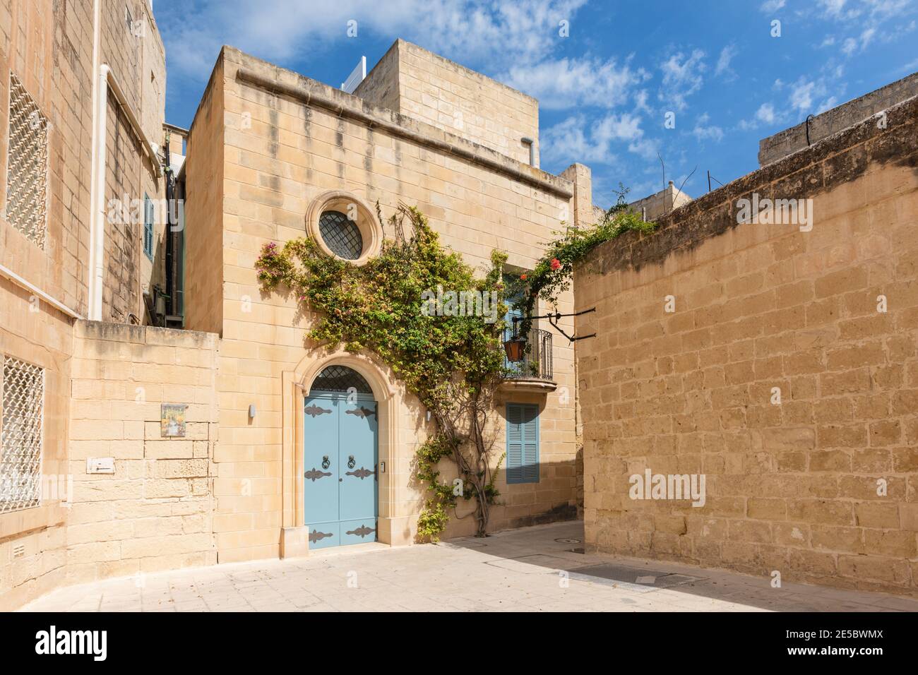 House and entrance doorway in St. Agatha's Bastion Mdina Malta Stock Photo