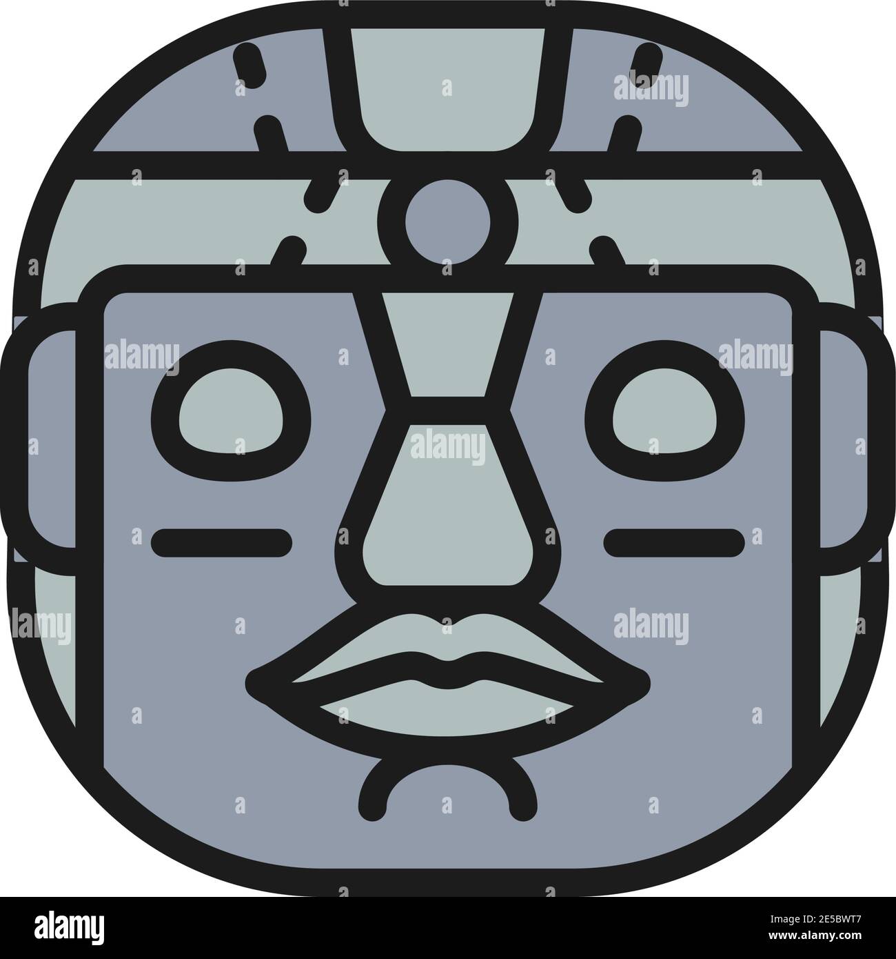 Ethnic tribal mask, mayan, aztec flat color line icon. Stock Vector