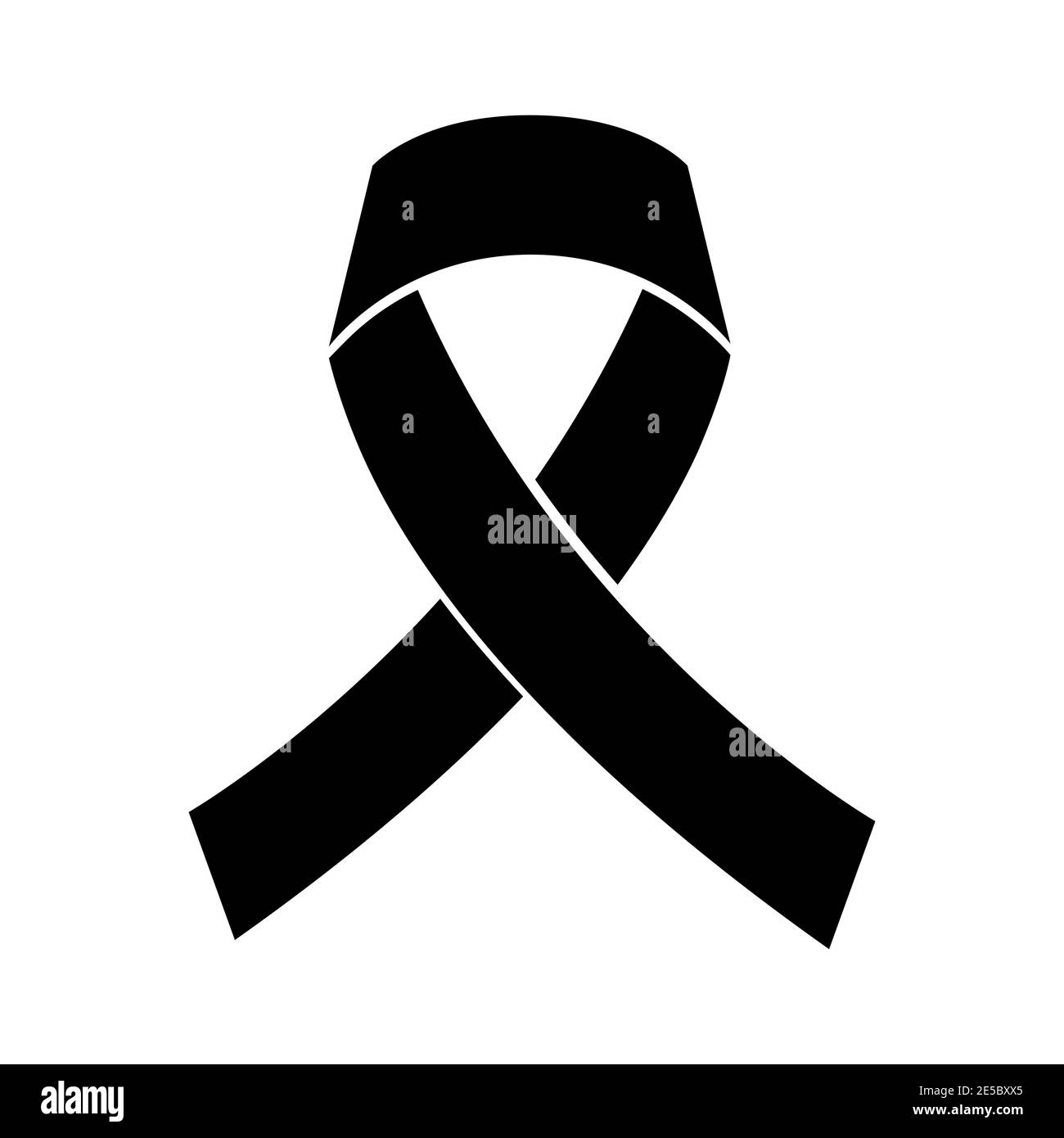 Mourning and melanoma support symbol. Black ribbon. Vector illustration. Stock Vector