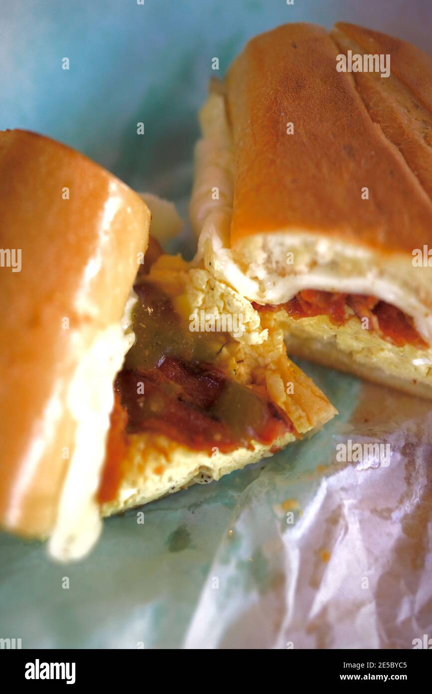 Cuban eggs sandwich in Key West, Florida, FL USA. Southern most point