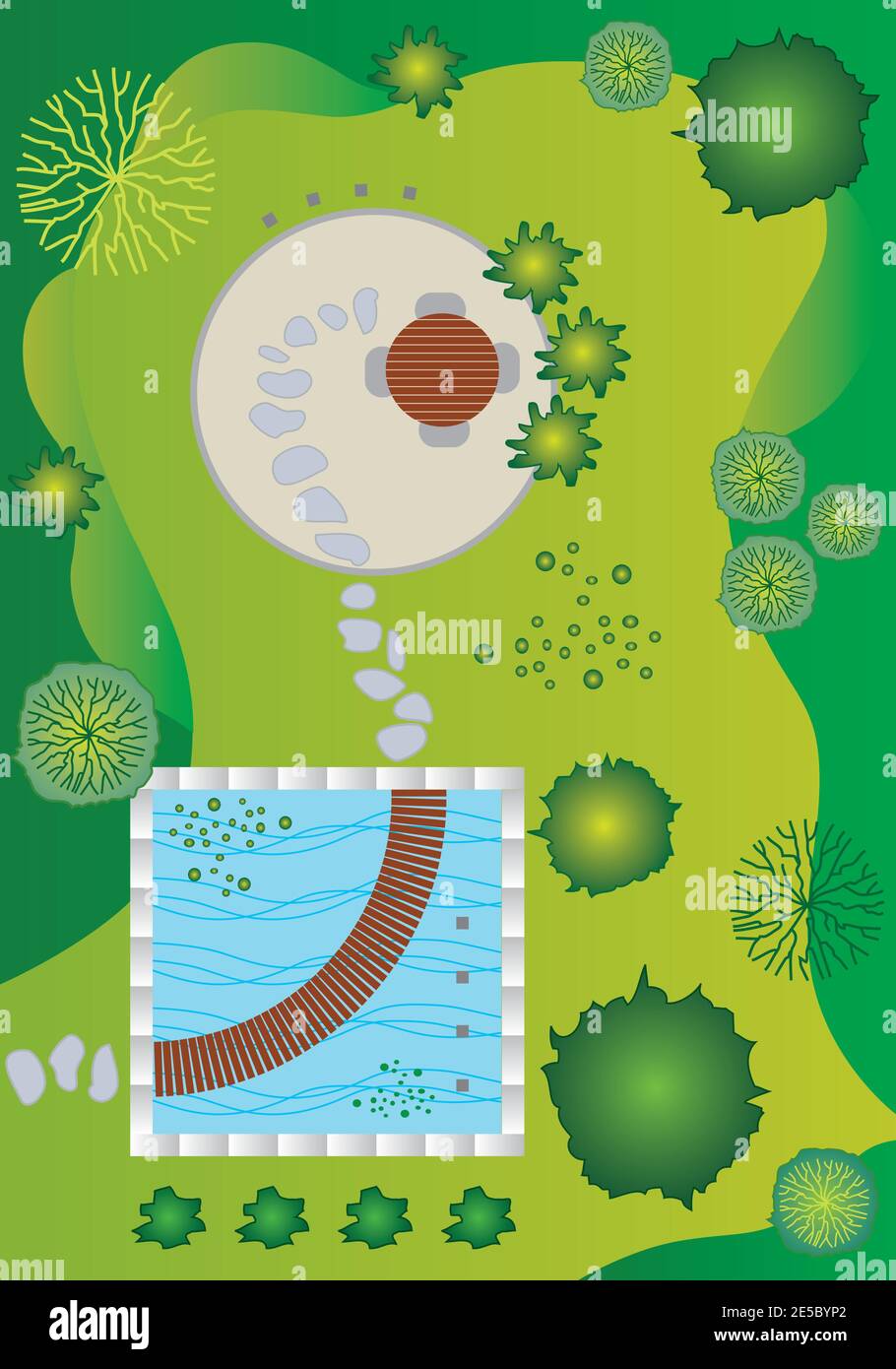 Illustration - Plan of a Landscape and Garden Design Stock Vector Image ...