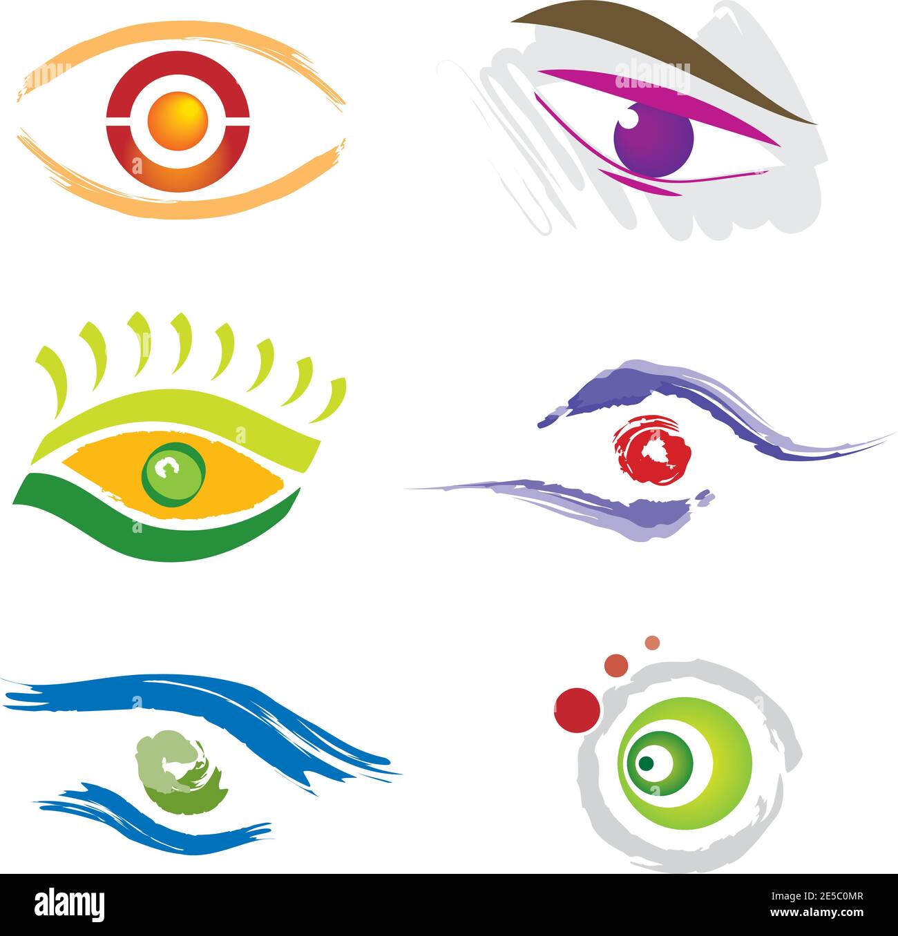 Set of 6 Eye Icons Differents shapes and colors Stock Vector Image