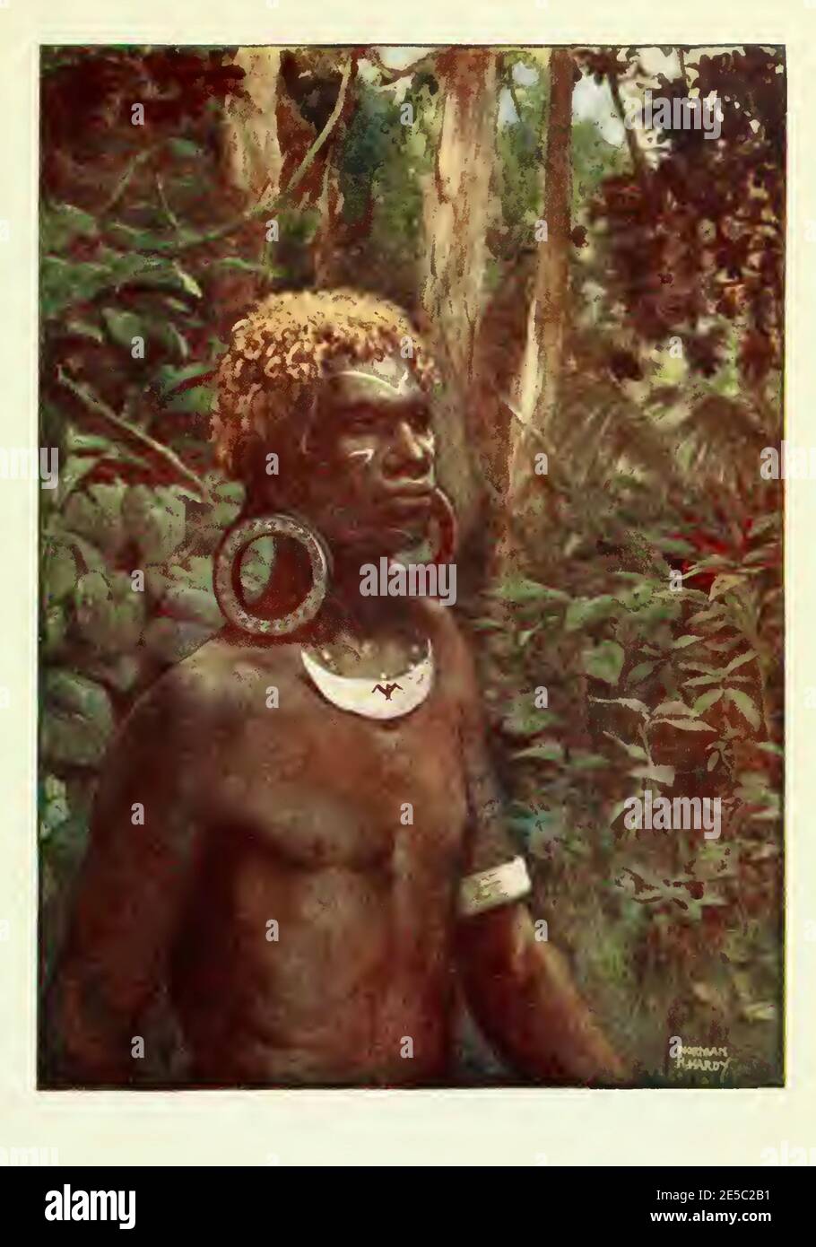 Norman Hardy painting of a Rubiana native from the Soloman Islands from the early 1900's Stock Photo