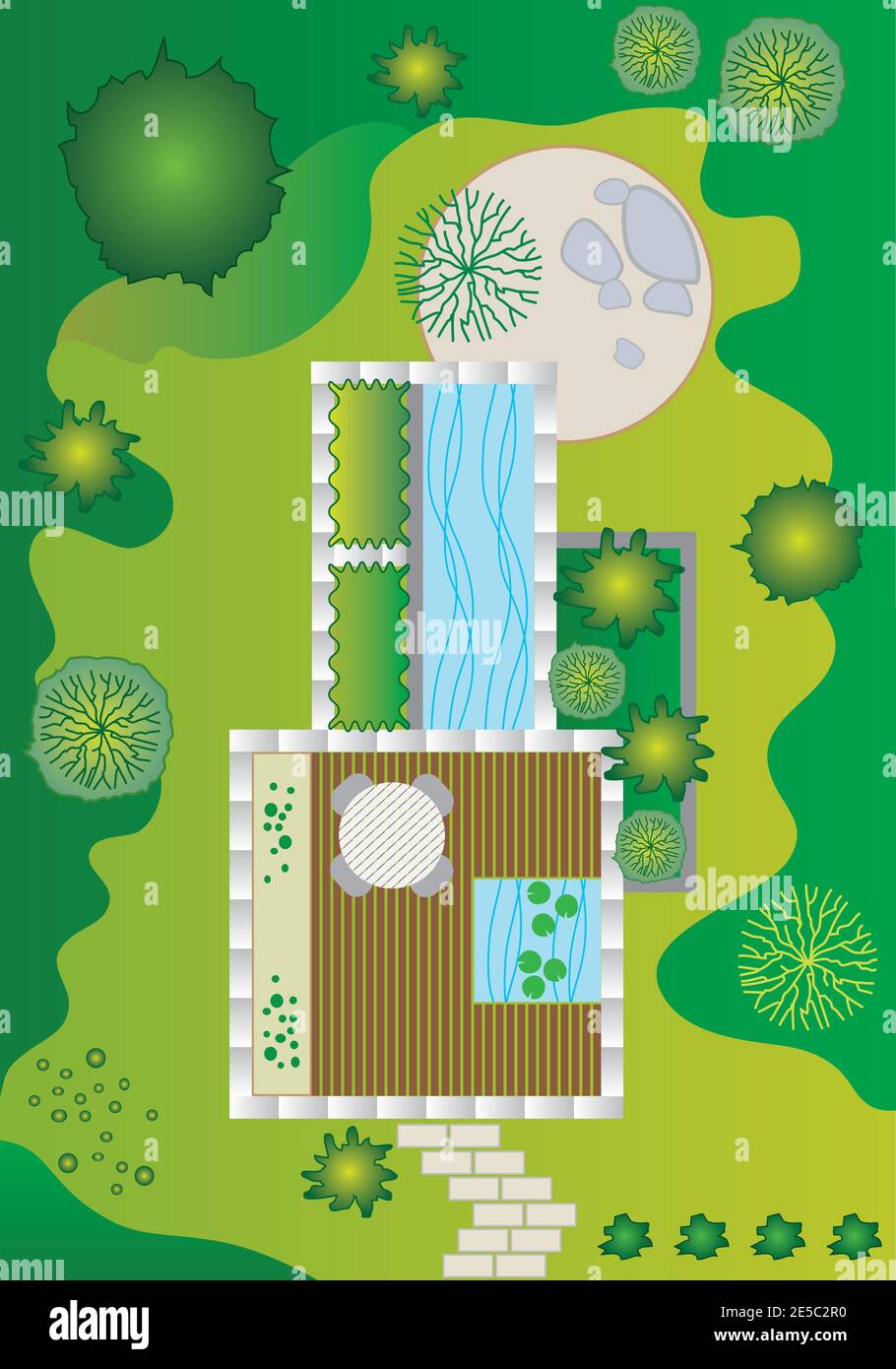 Illustration - Plan of a Landscape and Garden Design Stock Vector Image ...