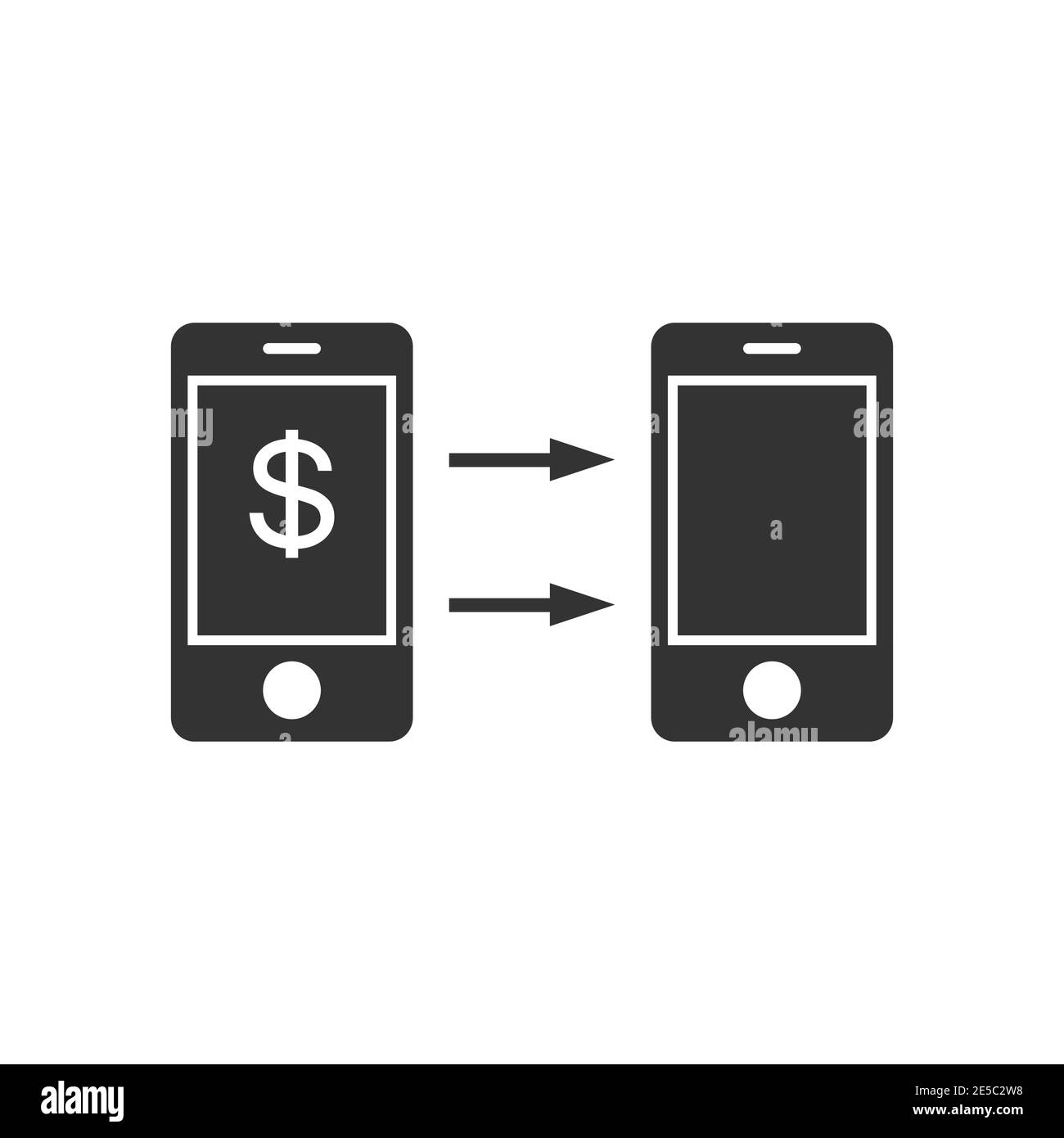 Icon of two phones. Transfer money via smartphone. Stock Vector