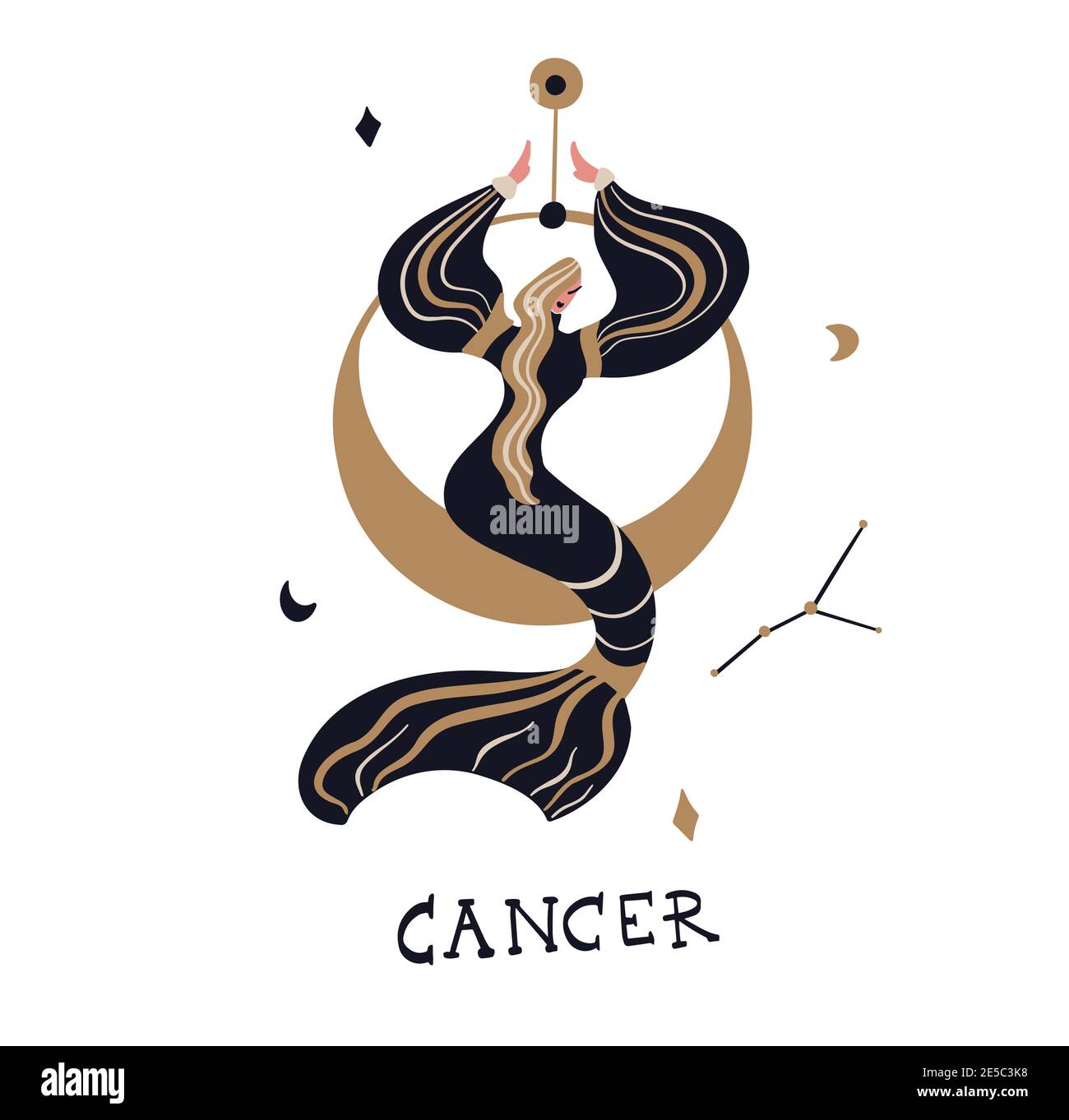 Zodiac signs Cancer. Vector illustration of the zodiac symbol. Vector illustration in flat style Stock Vector