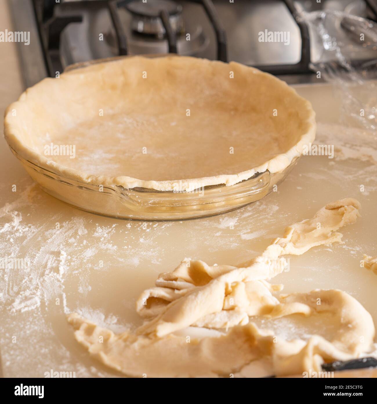 shaping pie crust Stock Photo