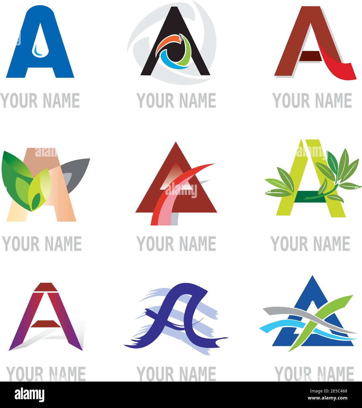 Set of Decorative Letter A Icons - Elements for Logo Design Stock ...
