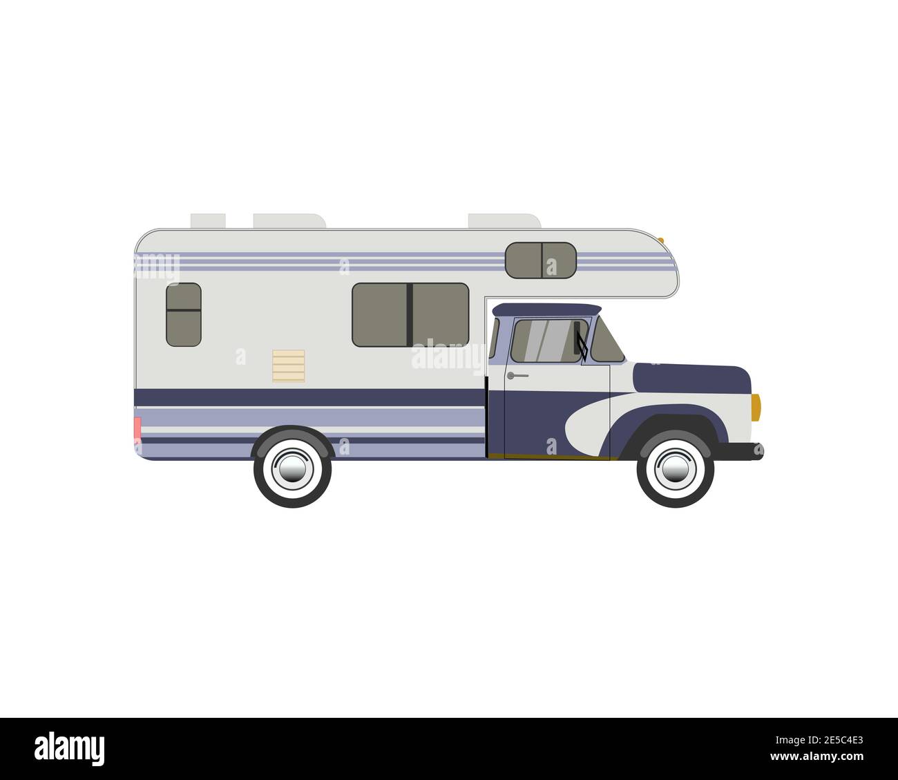 Classic trailer. House on wheels. Retro camper. Stock Vector
