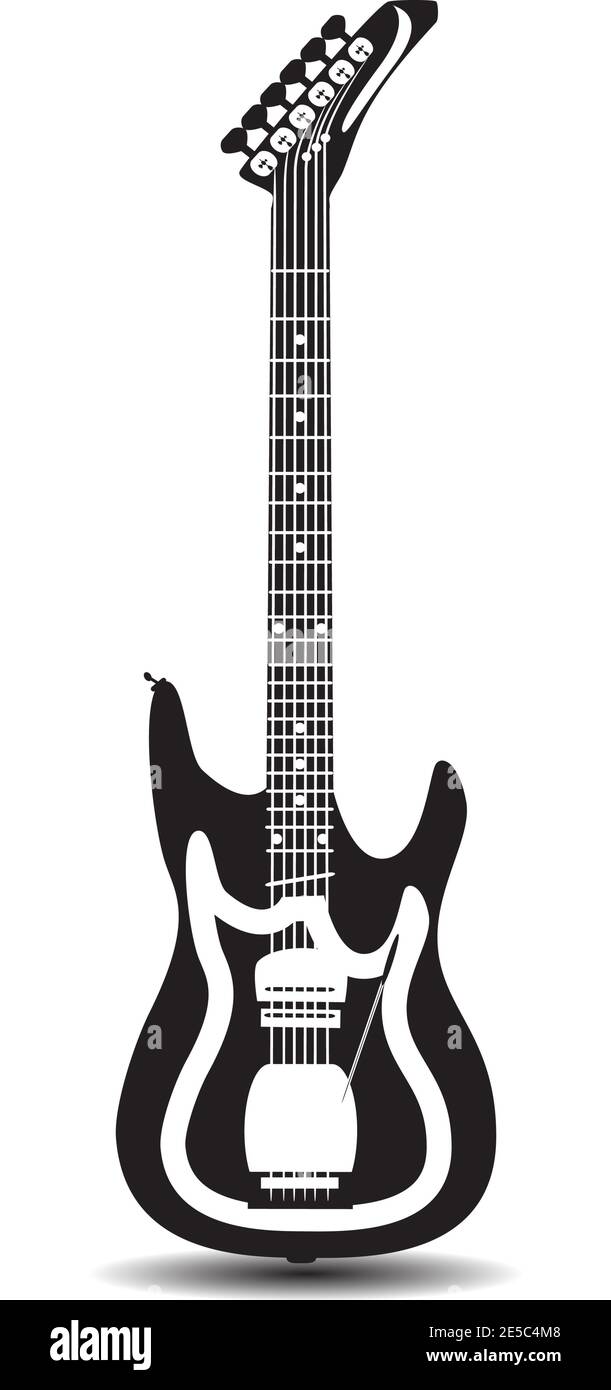 Electric Guitar, vector black and white illustration Stock Vector Image ...