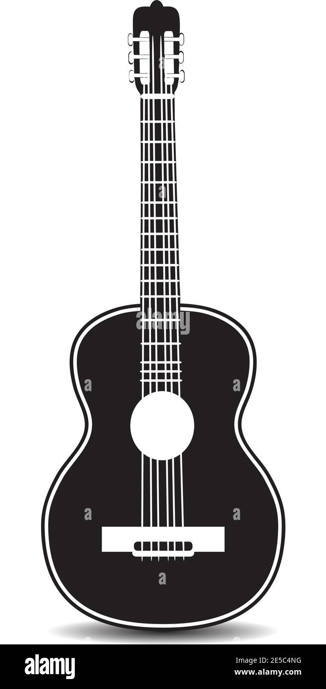 Vector black and white classic guitar Stock Vector