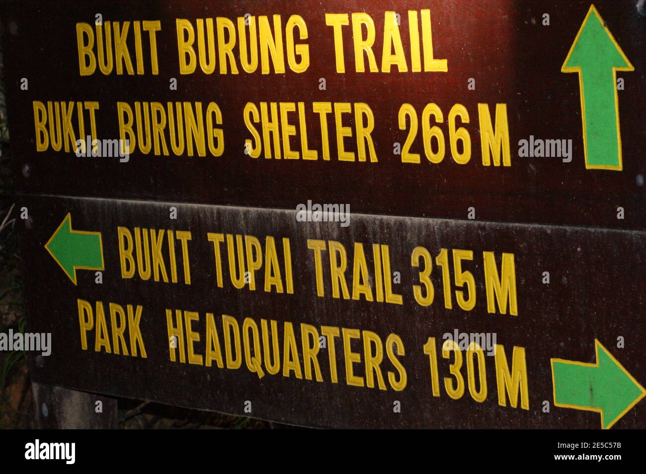 Signs pointers in the Mount Kinabalu, Kinabalu Park, Malaysia, Borneo