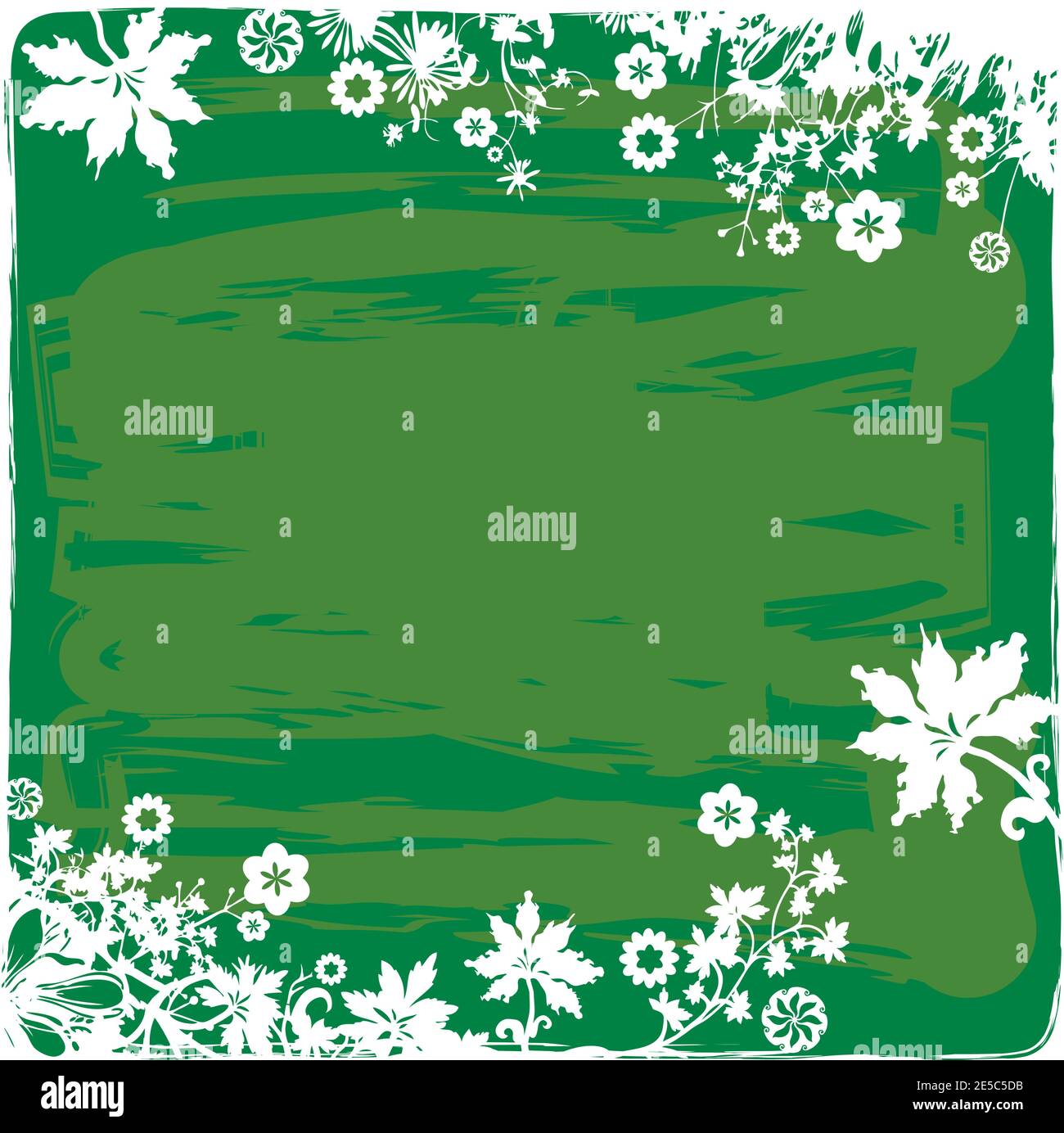 Plants and Flowers Background in Green and White for Tags, Cards