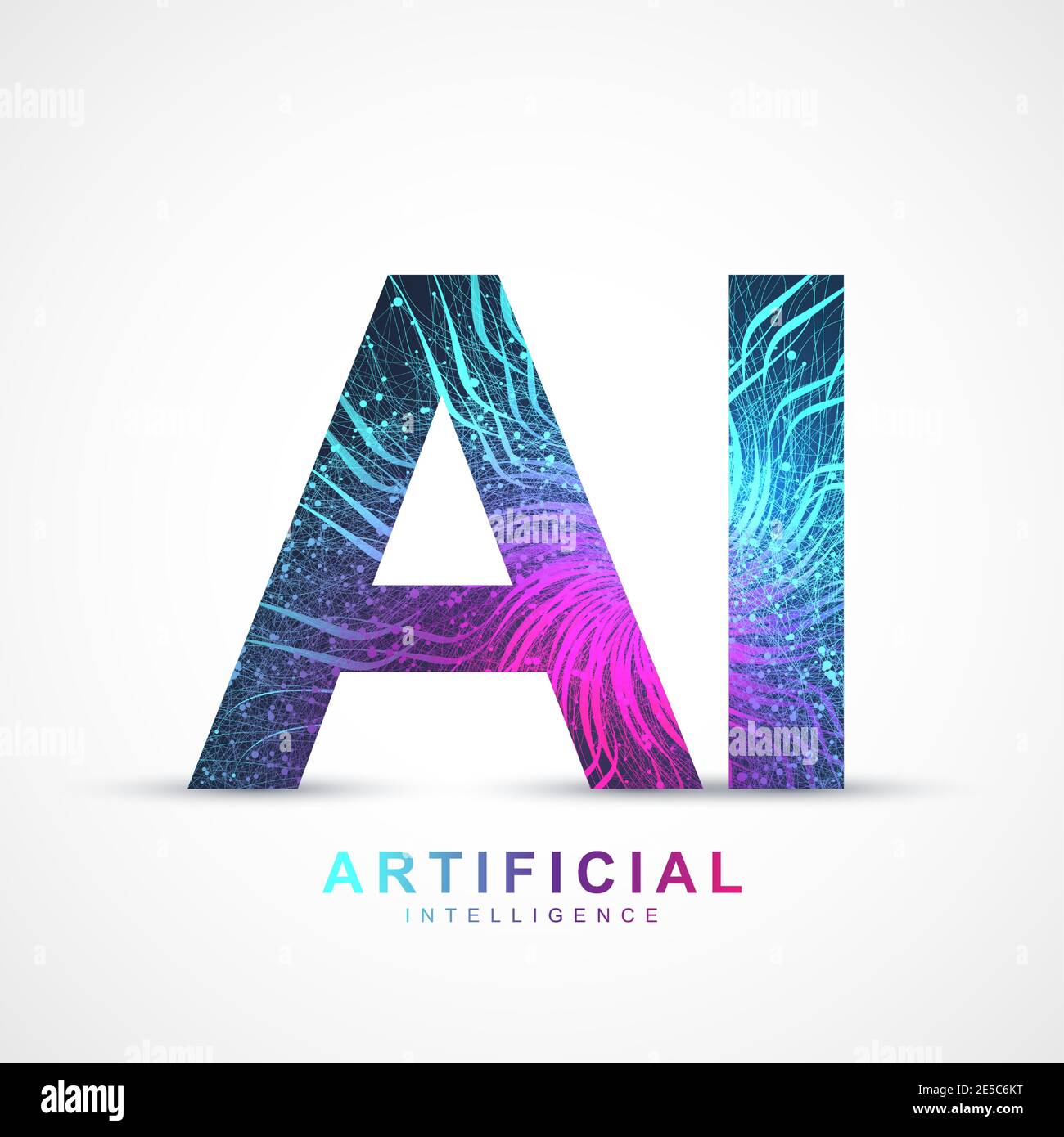 Artificial Intelligence Logo Plexus effect. Artificial Intelligence and Machine Learning Concept. Vector symbol AI. Neural networks and another modern Stock Vector