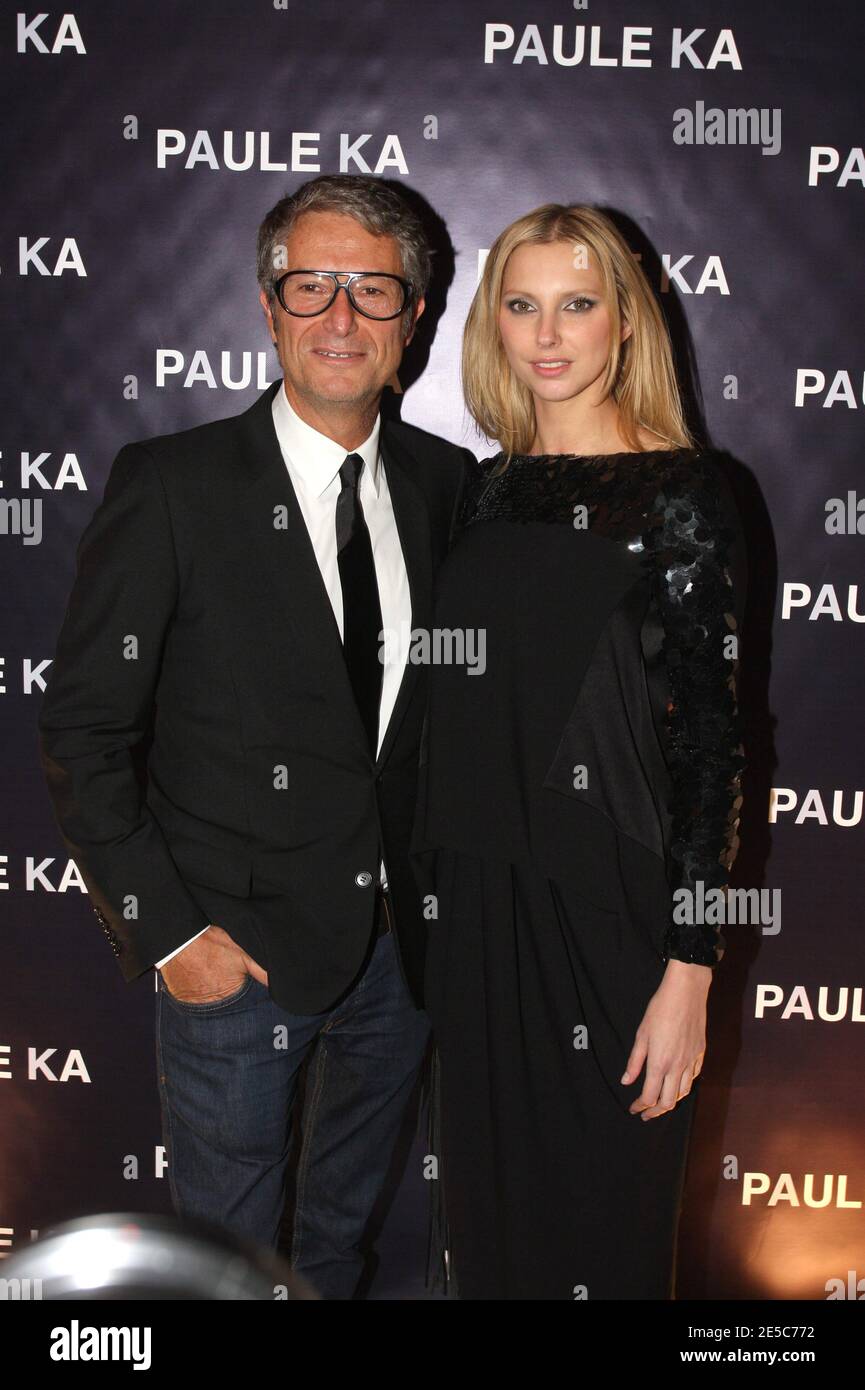 Paule Ka designer Serge Cajfinger with Frederique Bel attending the launch  party of the new bag 'Cabas Ka' at the Shop 'Paule Ka' in Paris, France on  September 30, 2008. Photo by