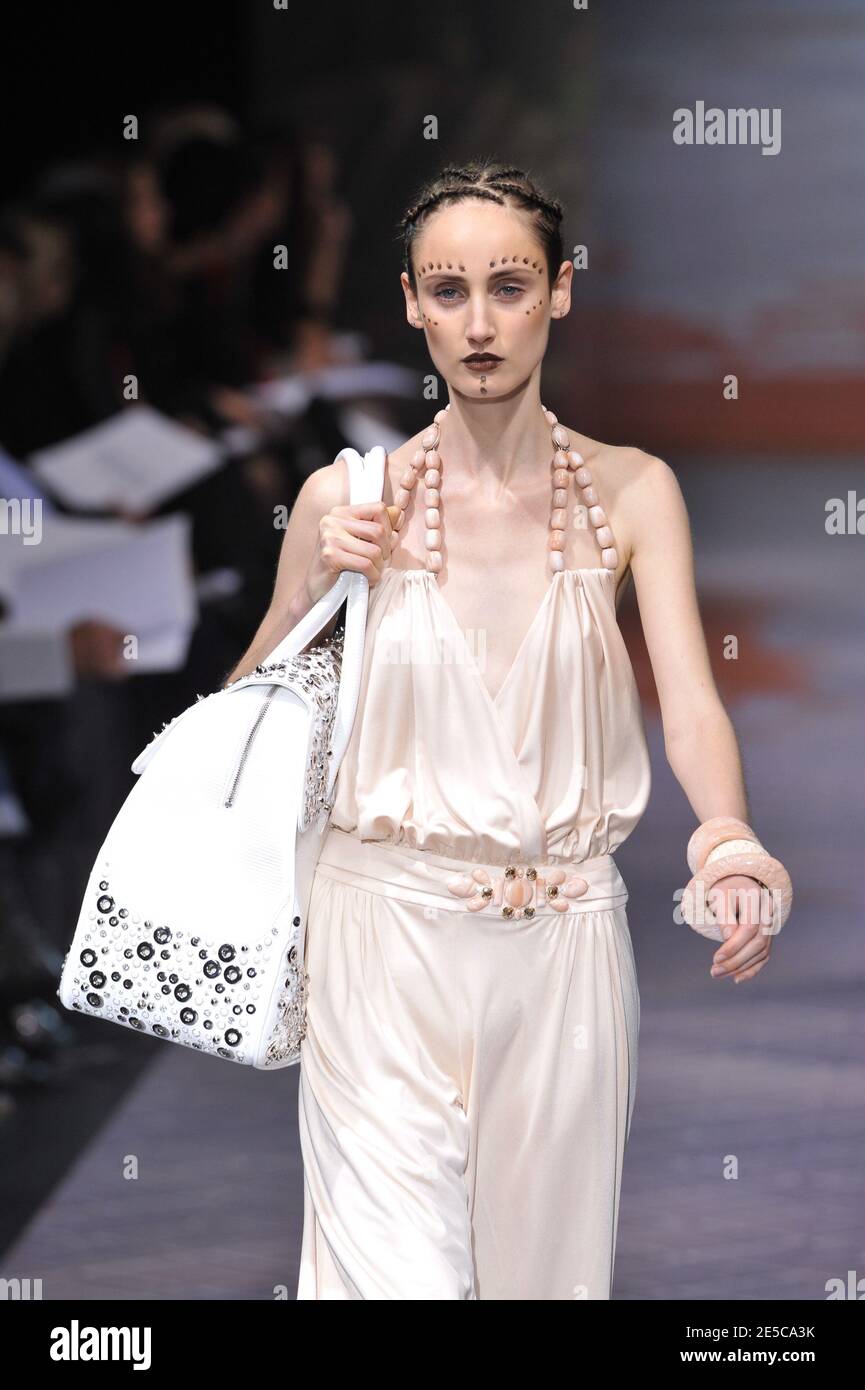 A model presents a creation by designer Fabrizio Capriata as part of his  Spring-Summer 2009