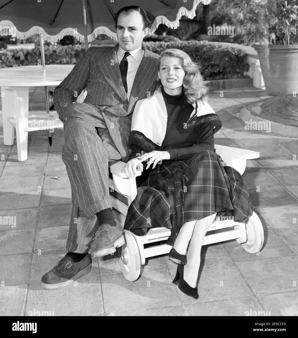 RITA HAYWORTH (1918-1987) American film actress and producer with third husband Prince Aly Khan about 1952 Stock Photo