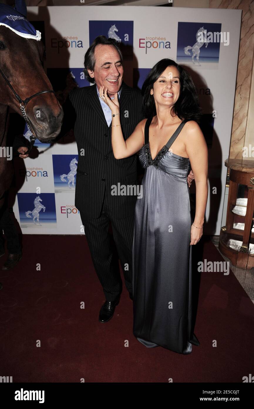 Faustine Bollaert and Philippe Lavil arrive to the gala dinner of the 15th annual Epona Festival in Cabourg, France, on October 11, 2008. Photo by Mehdi Taamallah/ABACAPRESS.COM Stock Photo