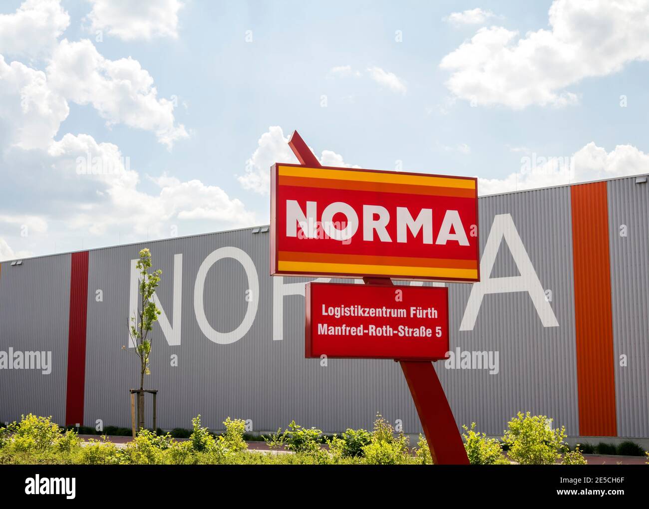 Furth, Germany : Norma discount supermarket. Norma is a food discount store with plus 1,400 stores in Europe with narrow product line at low prices. Stock Photo