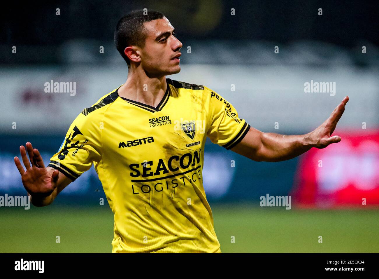 VENLO, NETHERLANDS - JANUARY 27: Georgios Giakoumakis of VVV Venlo  celebrating his 4th official Alex Bos goal during this match (4:1) during  the Dutch Stock Photo - Alamy