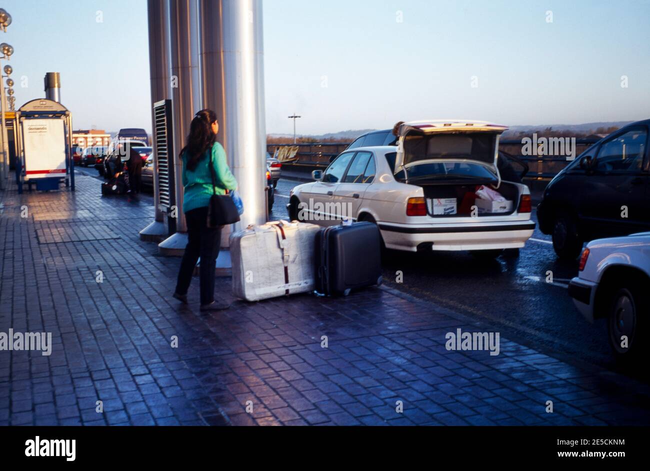 Gatwick Airport England North Terminal Departures Unloading Luggage from Car Boot Stock Photo