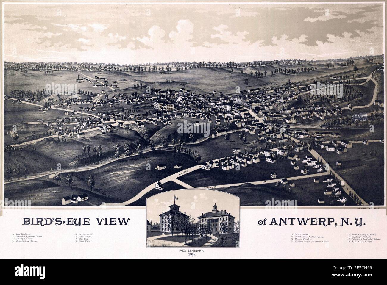 Vintage pictorial map of Amsterdam - Vintage Pictorial Map Of Amsterdam New York In The United States 2E5CN69
