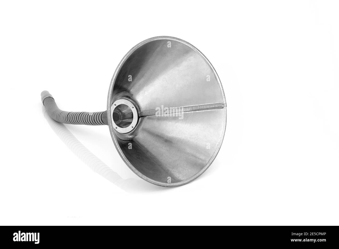 Flexible galvanized metal funnel used to funnel oil or any liquid. On