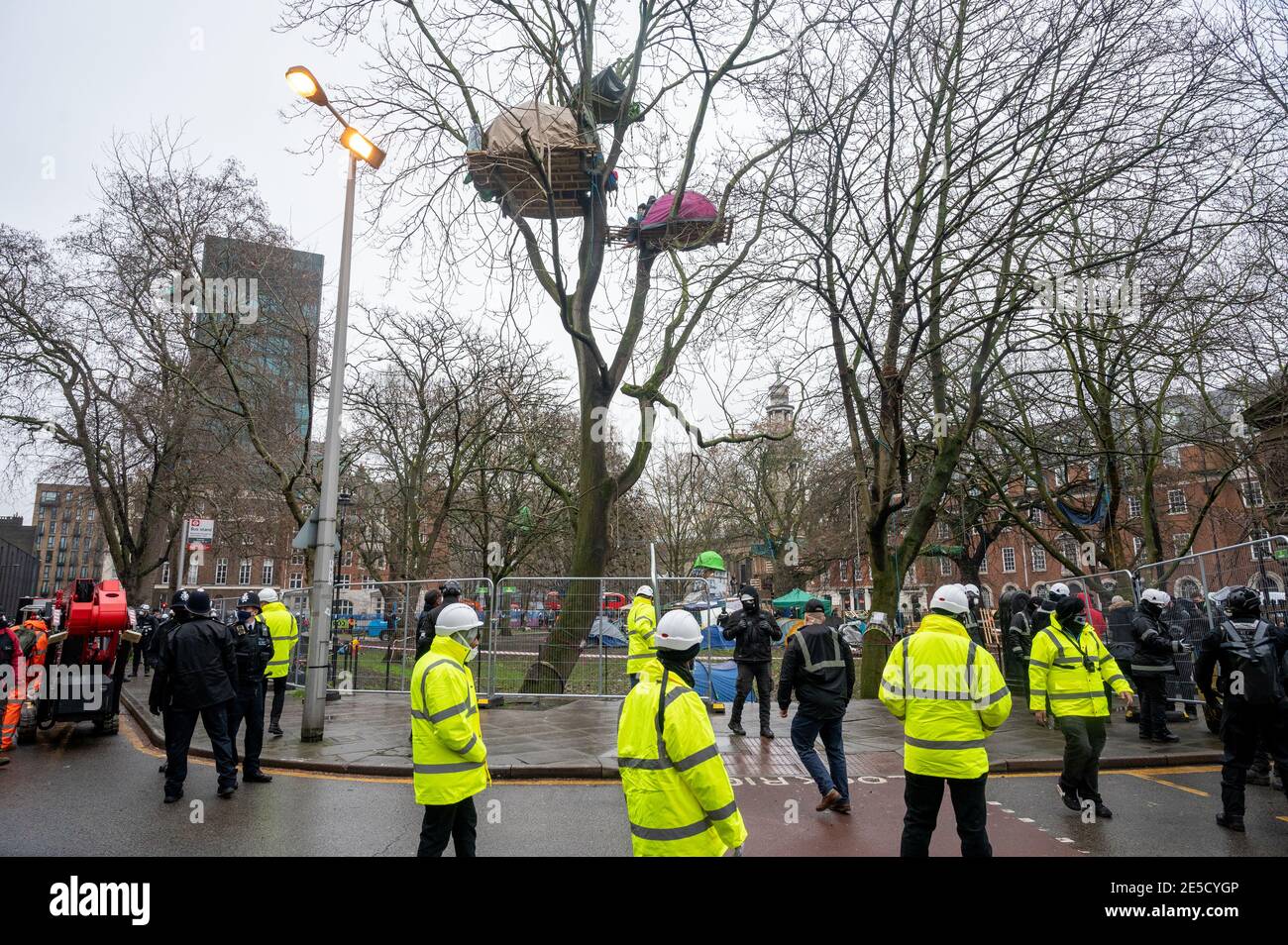 Hs2 Line Protests 27 January 2021. London, United Kingdom. A group of HS2 Rebellion ...